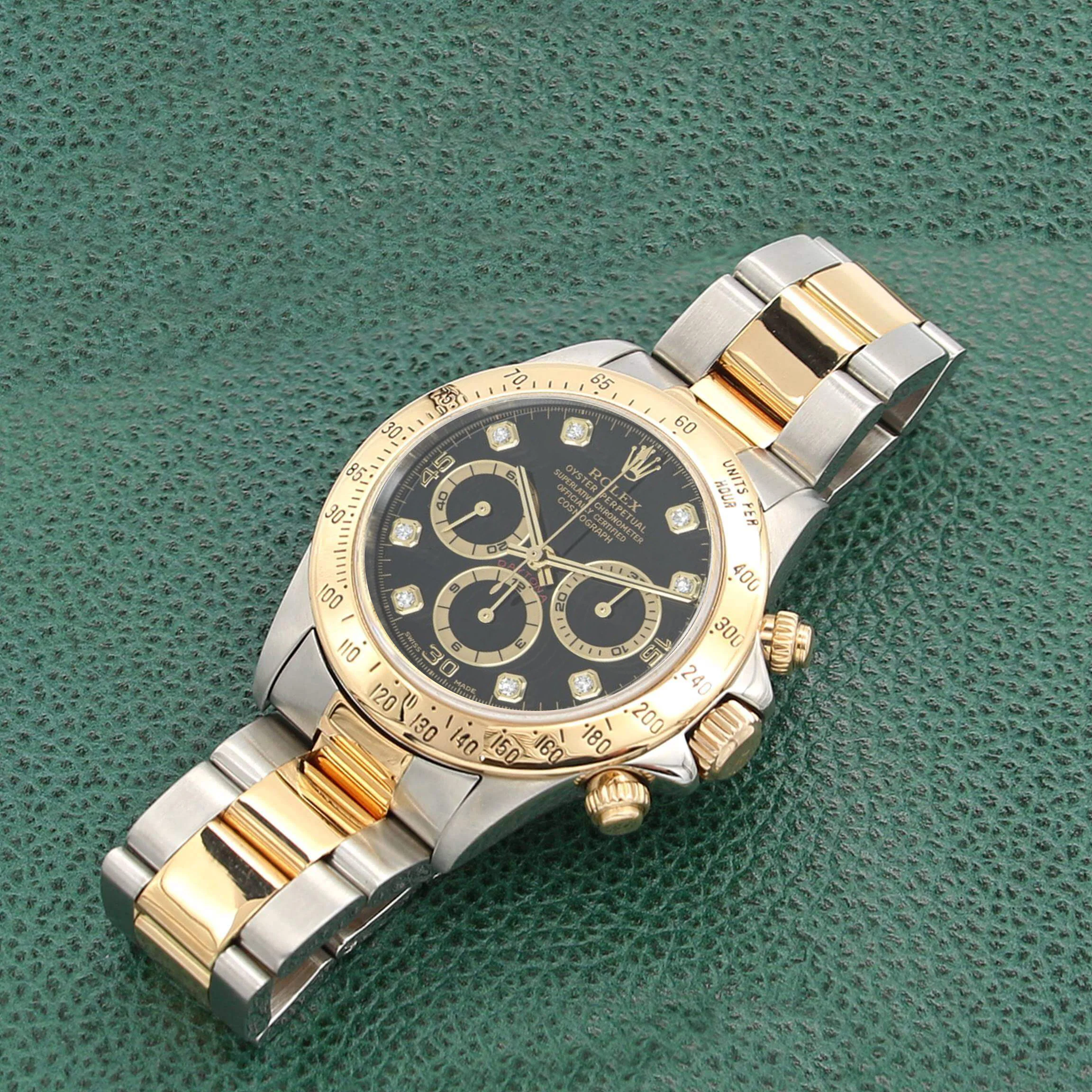 Rolex Daytona ref. 16523 Steel and Gold Black Dial with Diamonds Oyster Bracelet - Image 3