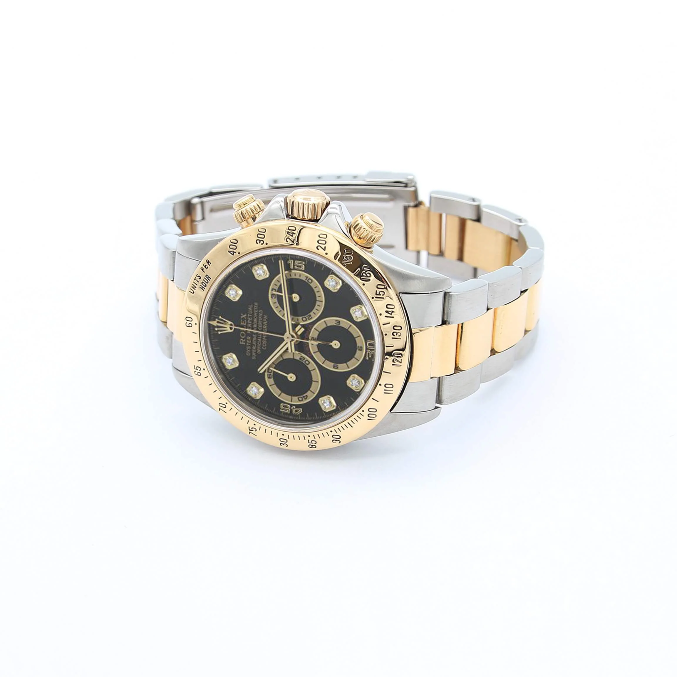 Rolex Daytona ref. 16523 Steel and Gold Black Dial with Diamonds Oyster Bracelet - Image 4