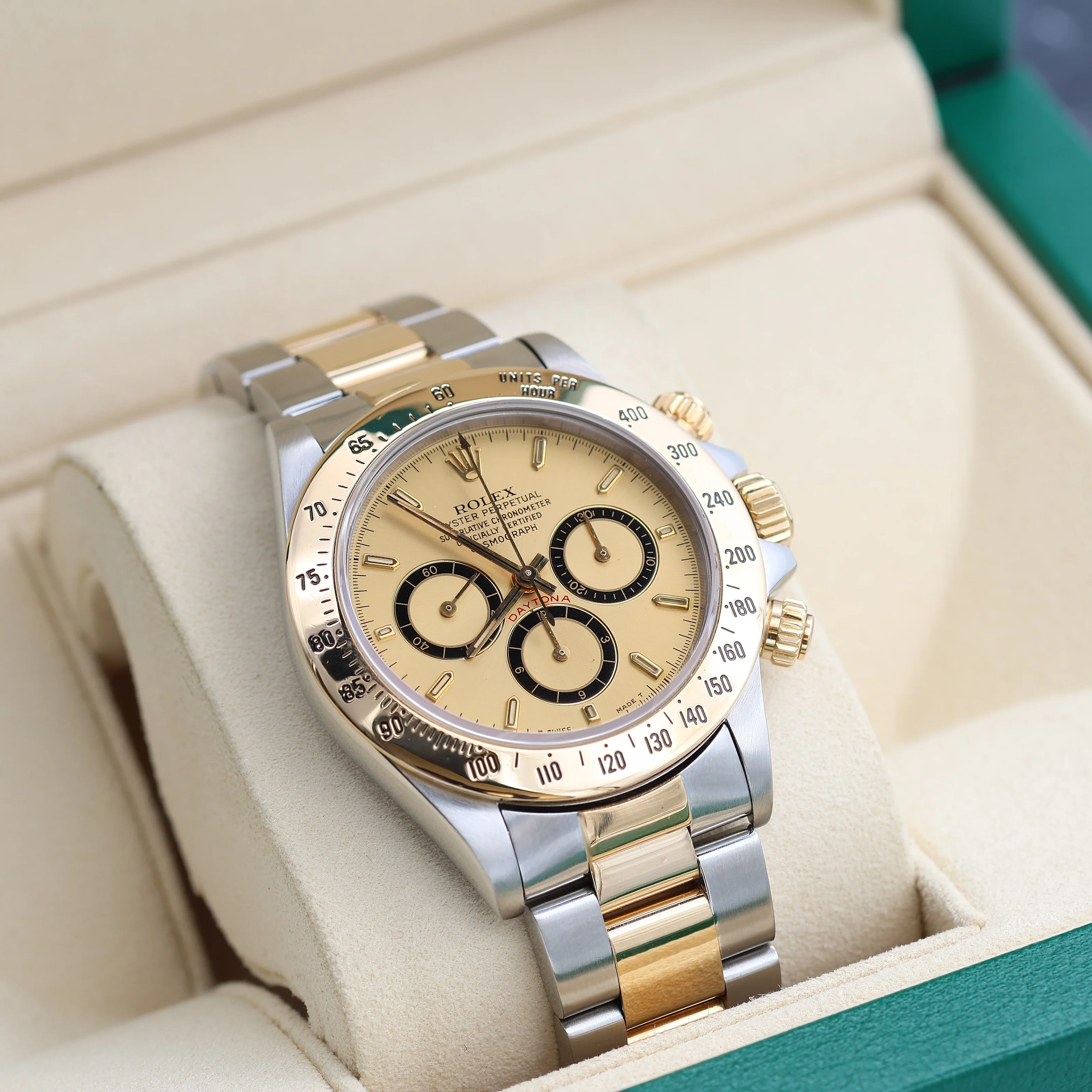 Rolex Daytona ref. 16523 Steel and Gold Champagne Dial Oyster Bracelet - Full Set - Image 4