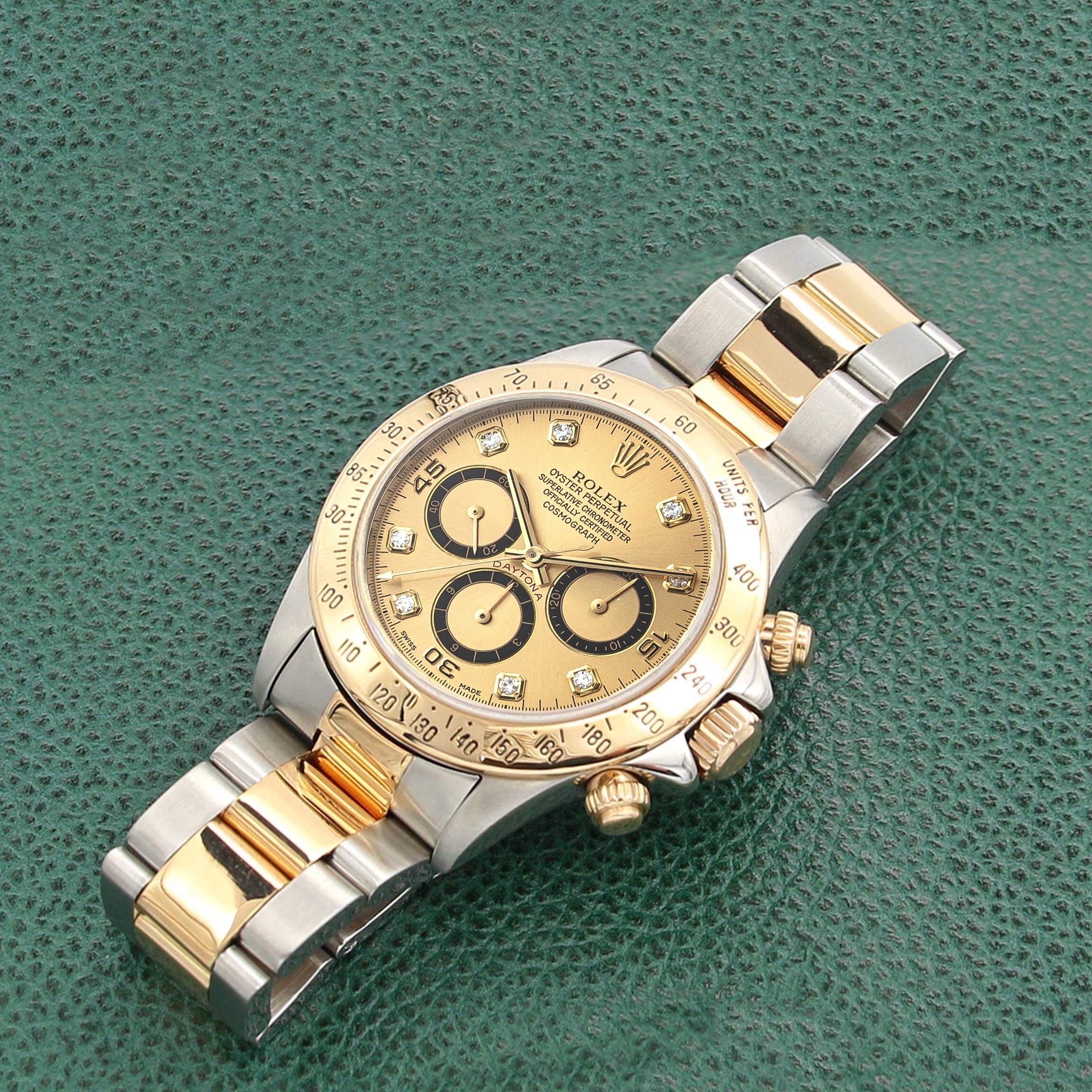Rolex Daytona ref. 16523 Steel and Gold Champagne Dial with Diamonds Oyster Bracelet - Full Set - Image 3