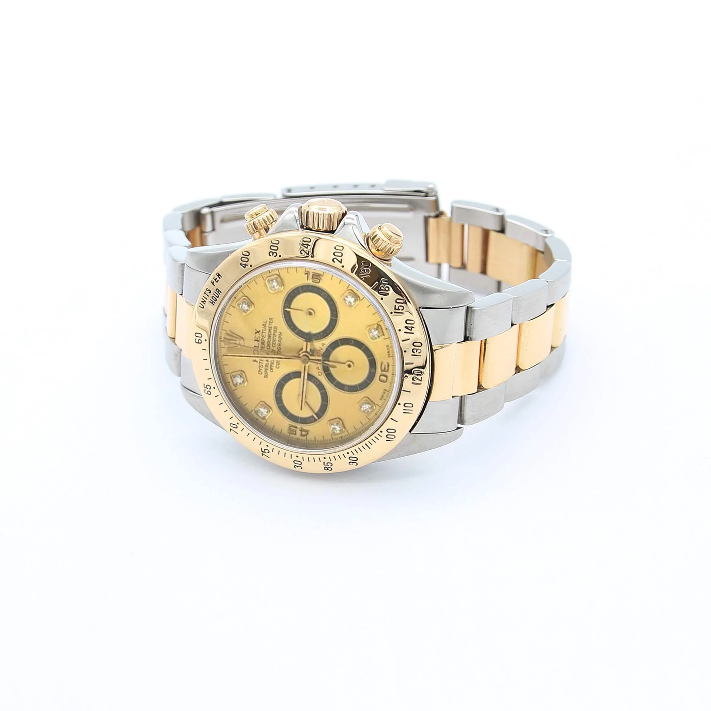 Rolex Daytona ref. 16523 Steel and Gold Champagne Dial with Diamonds Oyster Bracelet - Full Set - Image 4