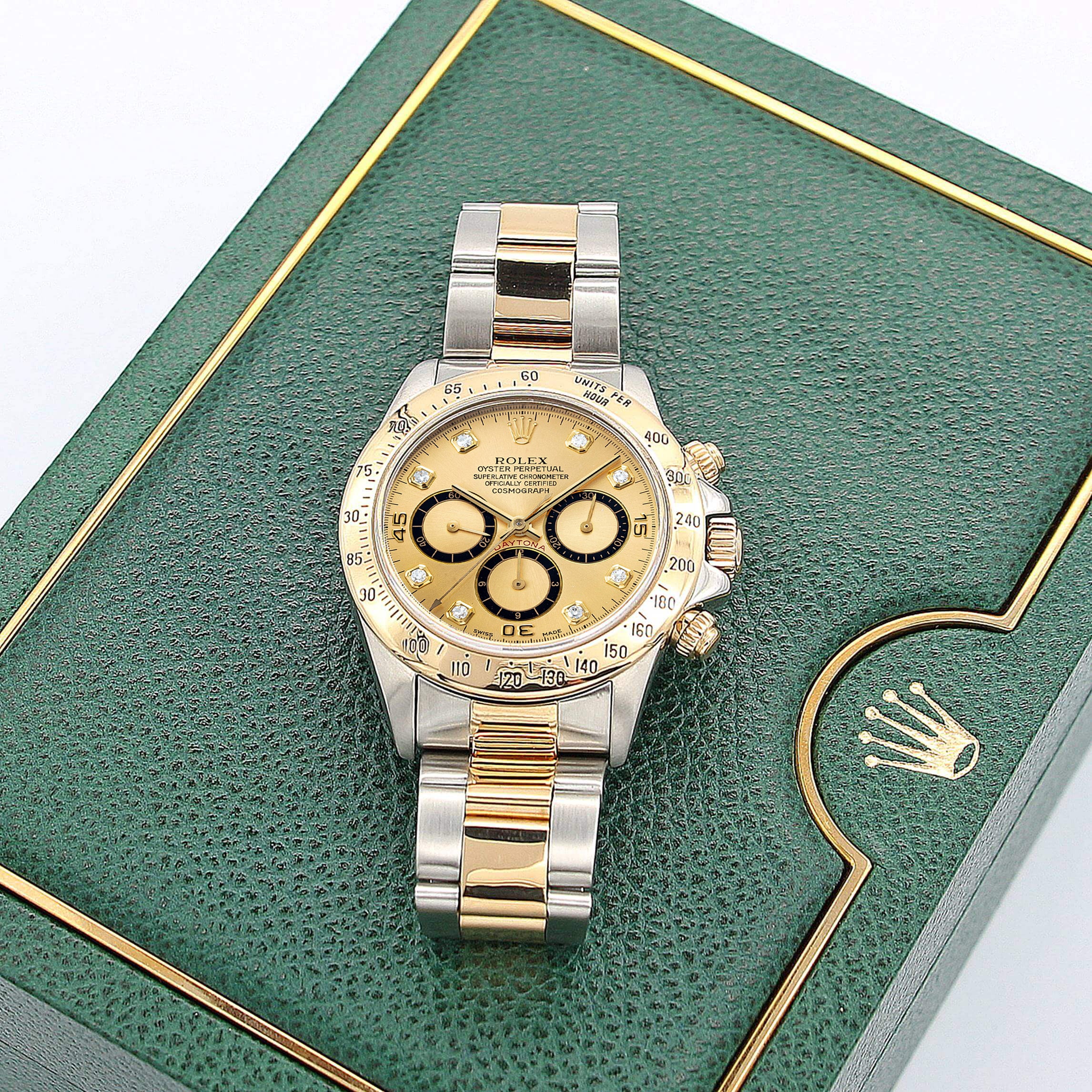 Rolex Daytona ref. 16523 Steel and Gold Champagne Dial with Diamonds Oyster Bracelet - Full Set - Image 5