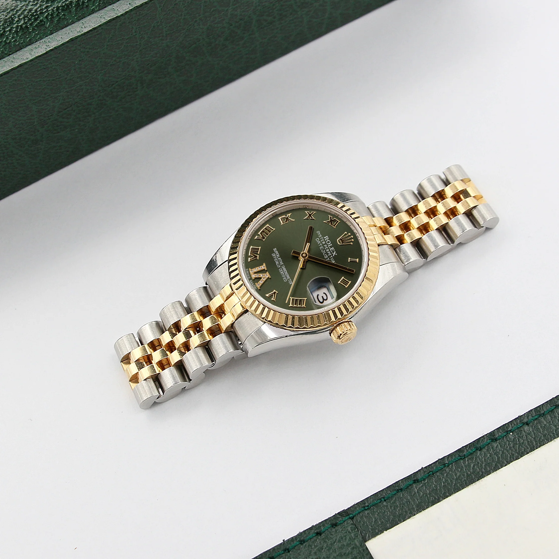 Rolex Lady-Datejust 31mm ref. 178273 Green Roman Dial Jubilee bracelet - Full Set - Image 3