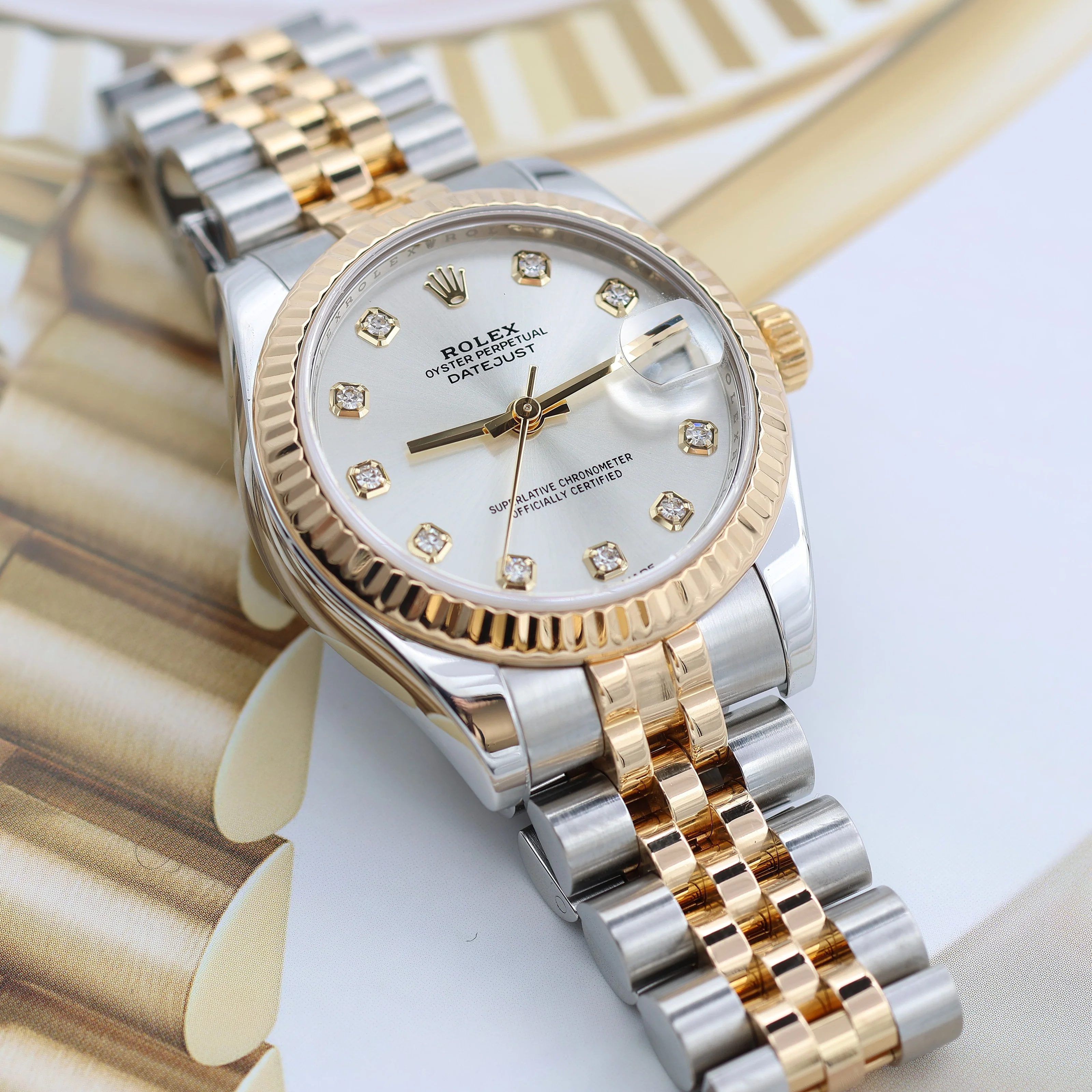 Rolex Lady-Datejust 31mm ref. 178273 Silver Diamonds Dial Jubilee bracelet - Full Set - Image 2