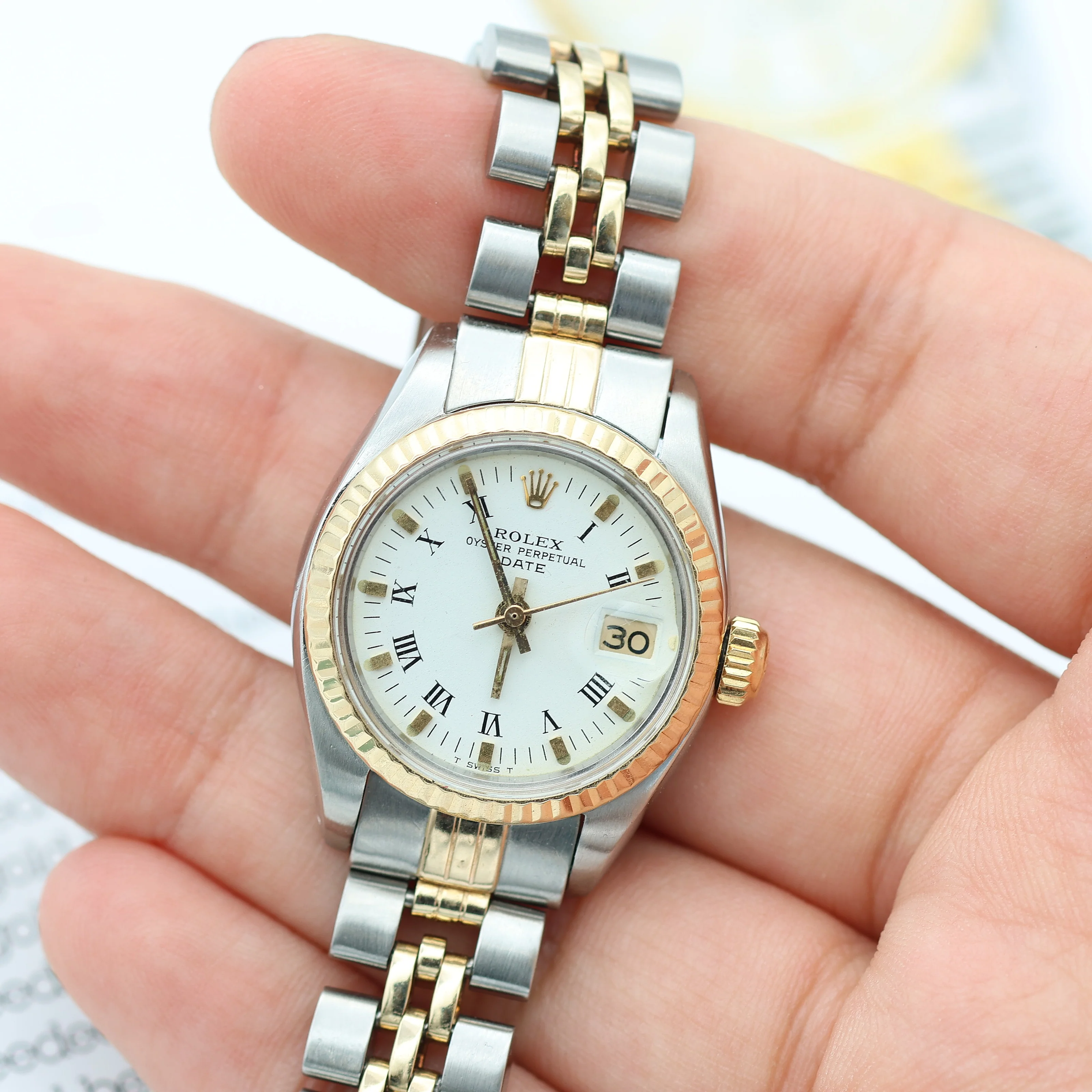 Rolex Lady-Datejust ref. 6917 Steel and Gold White Roman Dial Jubilee Bracelet - Image 8