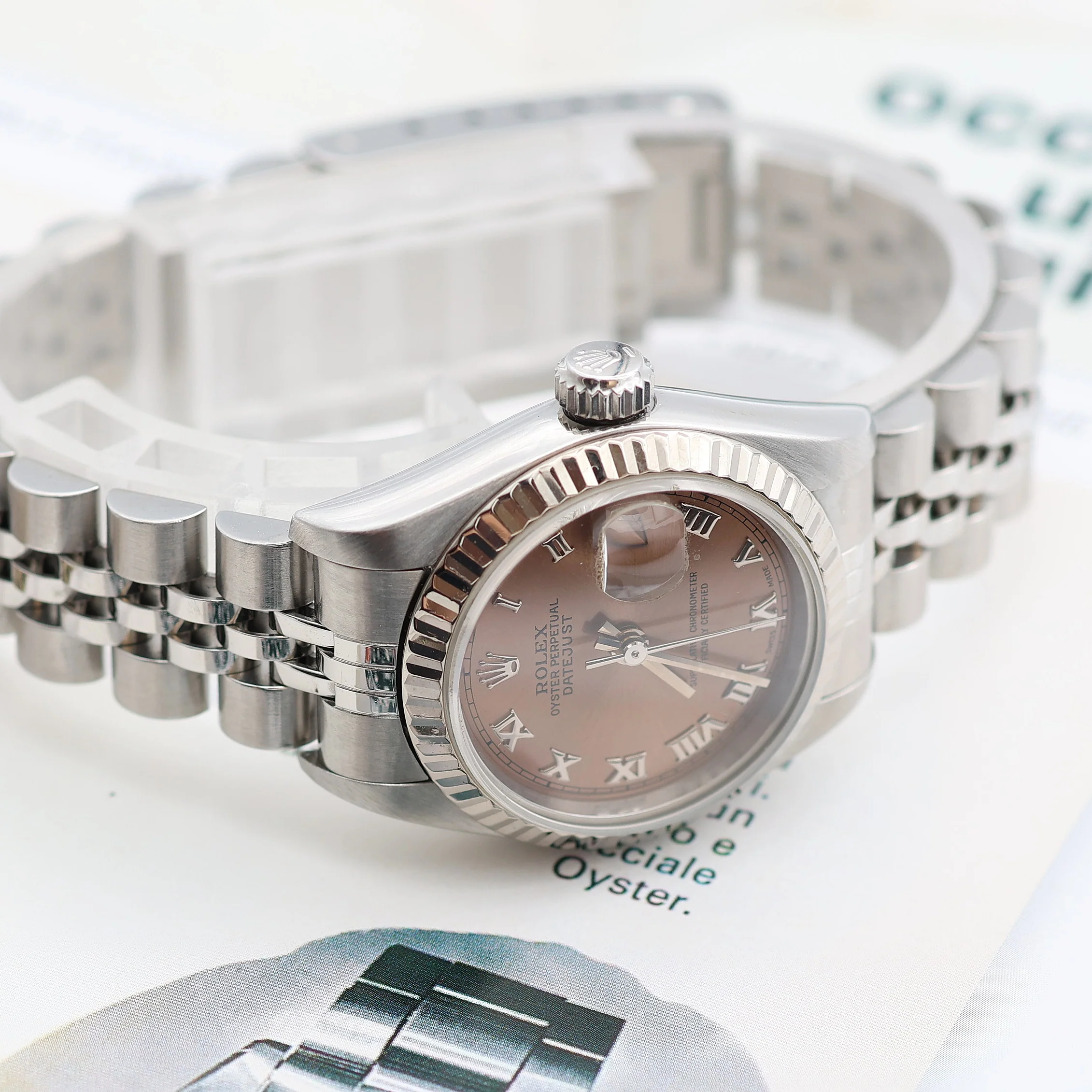 Rolex Lady-Datejust ref. 69174 - Salmon Roman Dial Jubilee bracelet - Full Set - Image 5