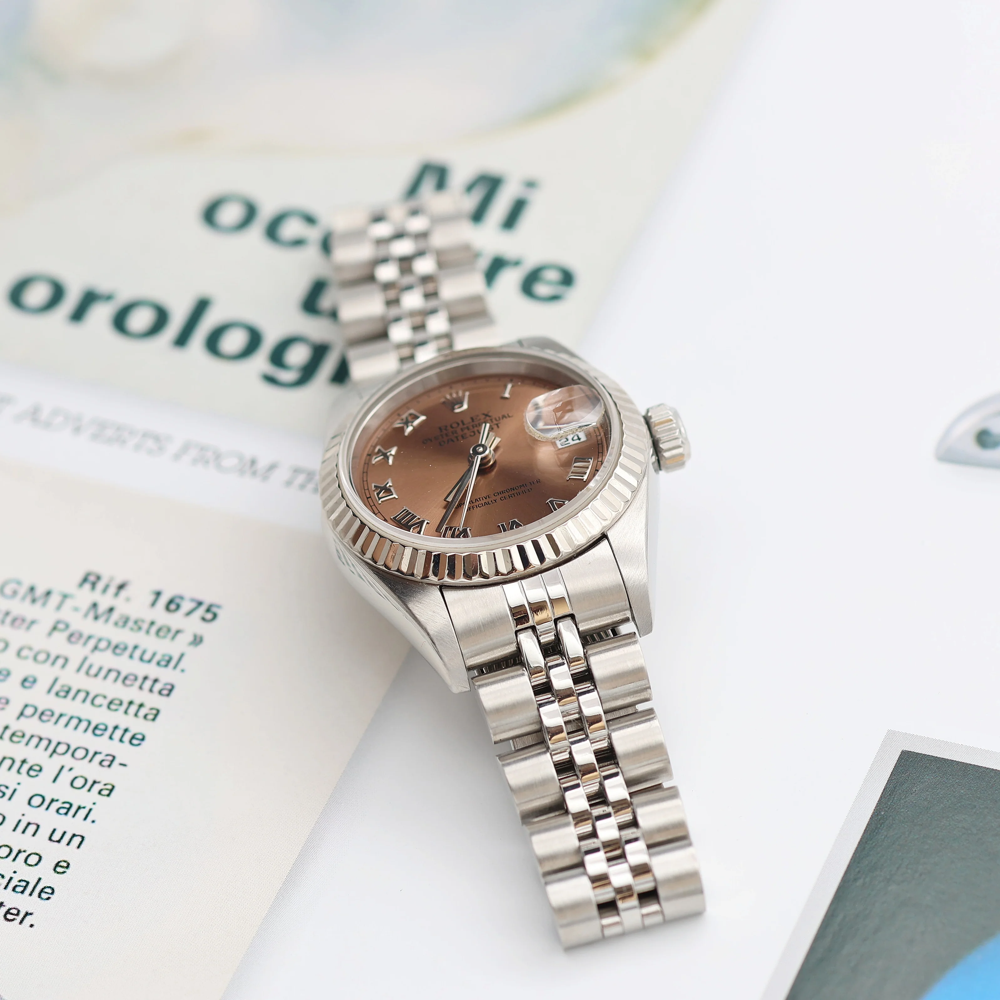 Rolex Lady-Datejust ref. 69174 - Salmon Roman Dial Jubilee bracelet - Full Set - Image 6