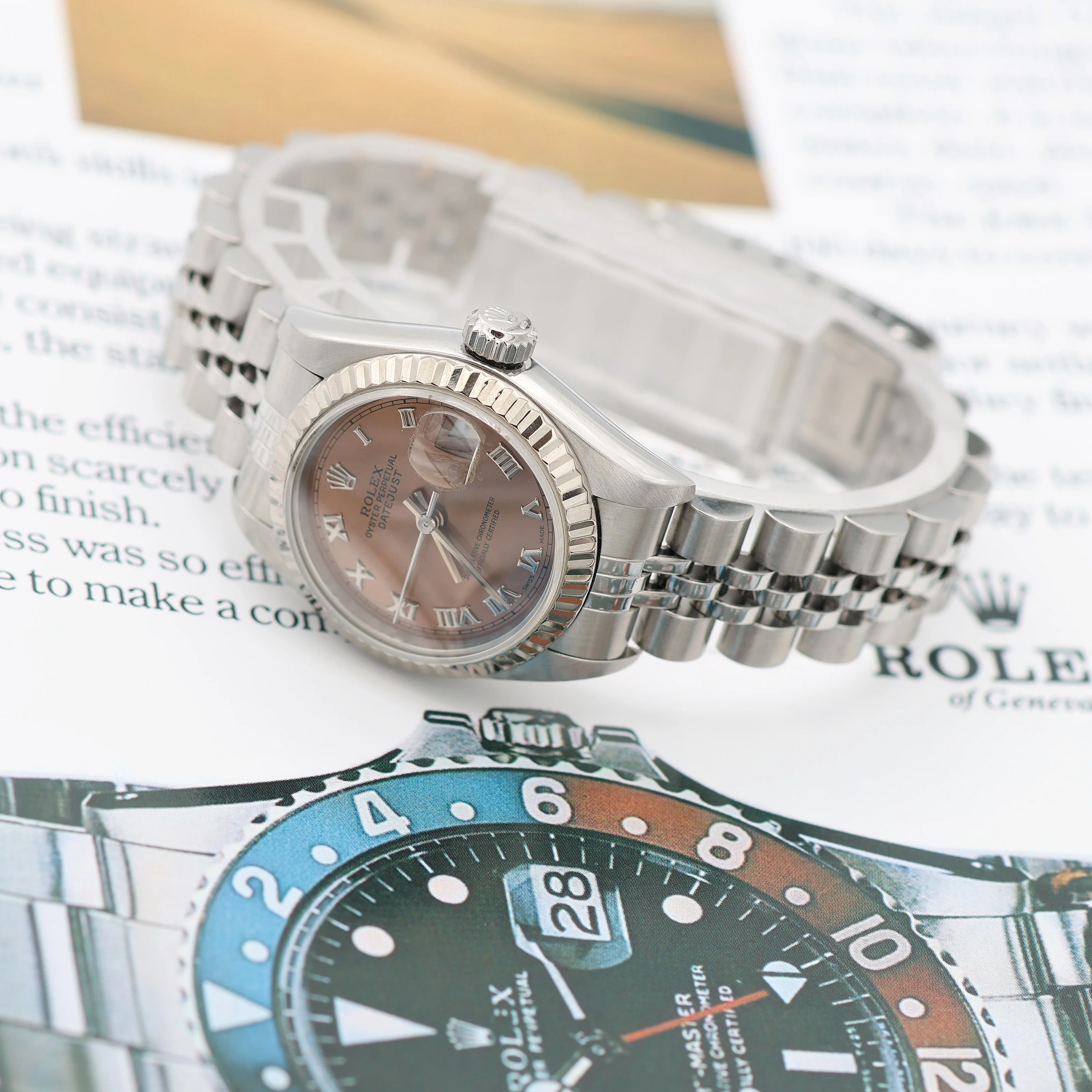 Rolex Lady-Datejust ref. 69174 - Salmon Roman Dial Jubilee bracelet - Full Set - Image 7
