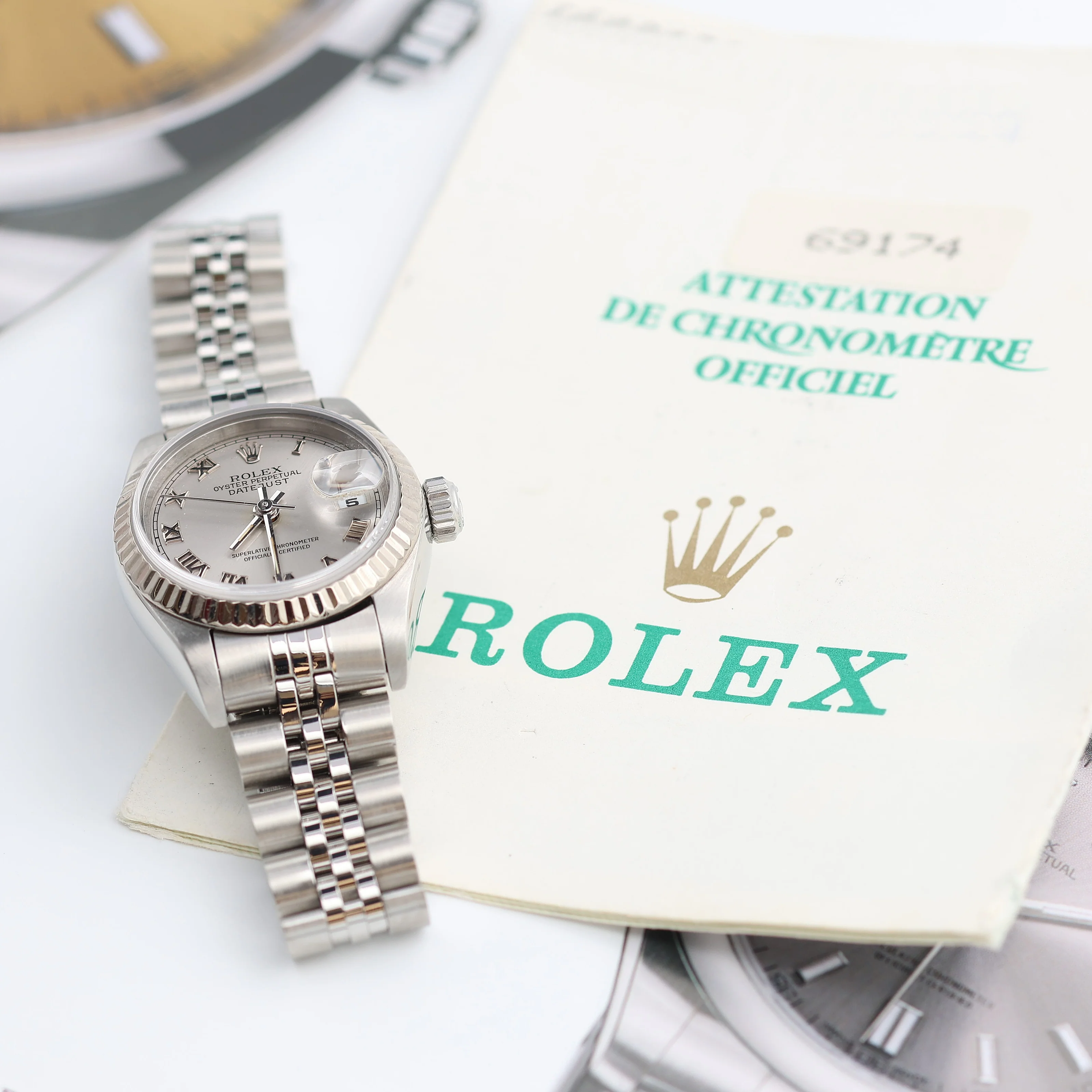 Rolex Lady-Datejust ref. 69174 - Silver Roman Dial Jubilee bracelet - Full Set - Image 2
