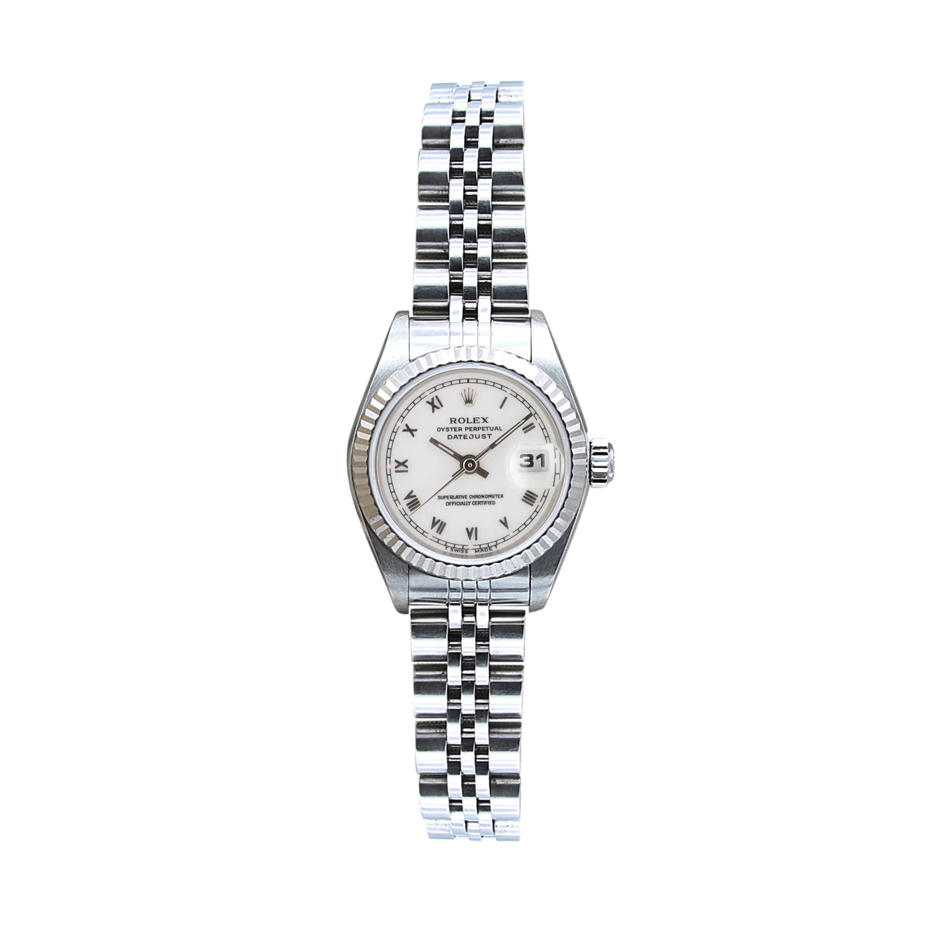 Rolex Lady-Datejust ref. 69174 - White Roman Small (Circle) Dial Jubilee bracelet - Full Set