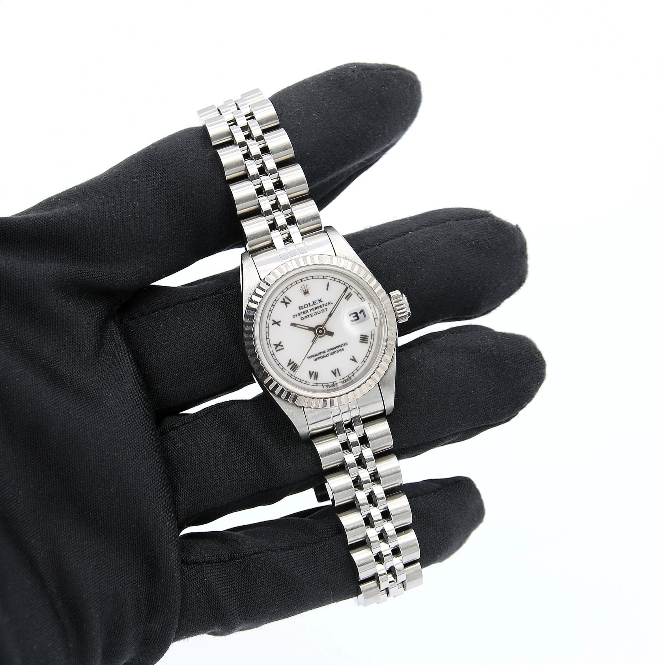 Rolex Lady-Datejust ref. 69174 - White Roman Small (Circle) Dial Jubilee bracelet - Full Set - Image 2