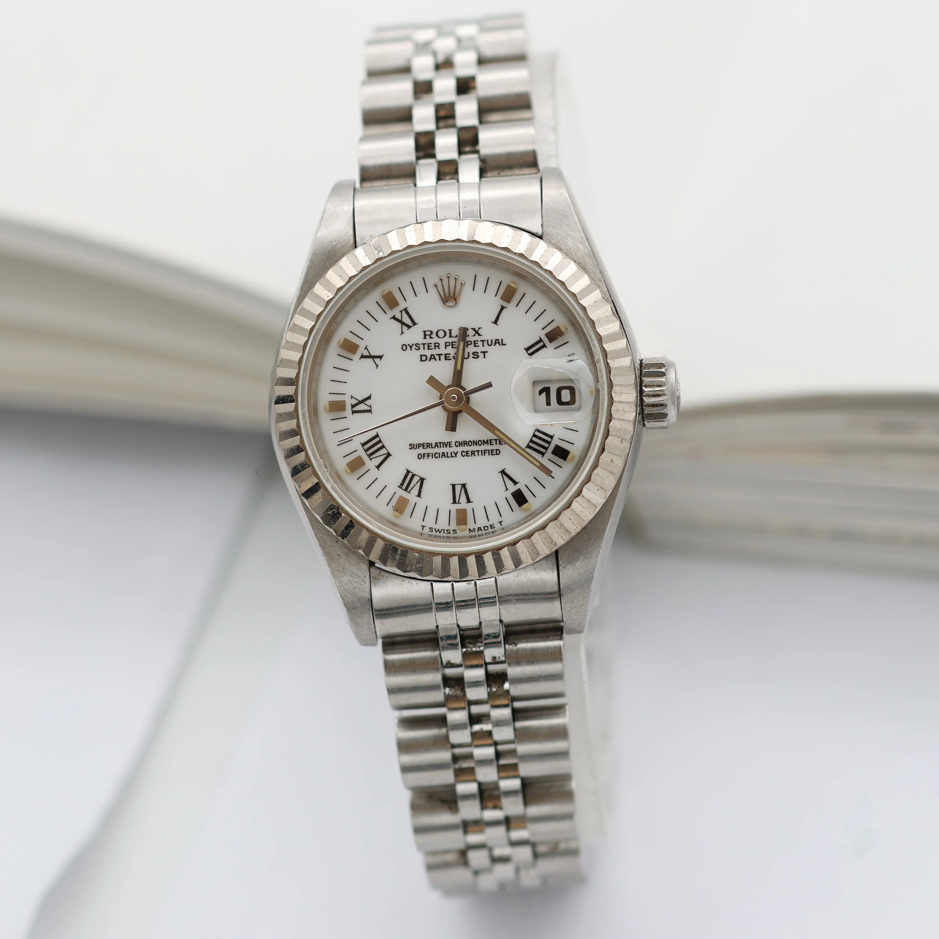 Rolex Lady-Datejust ref. 69174 - White Roman Small (Lines) Dial Jubilee bracelet - Full Set - Image 6