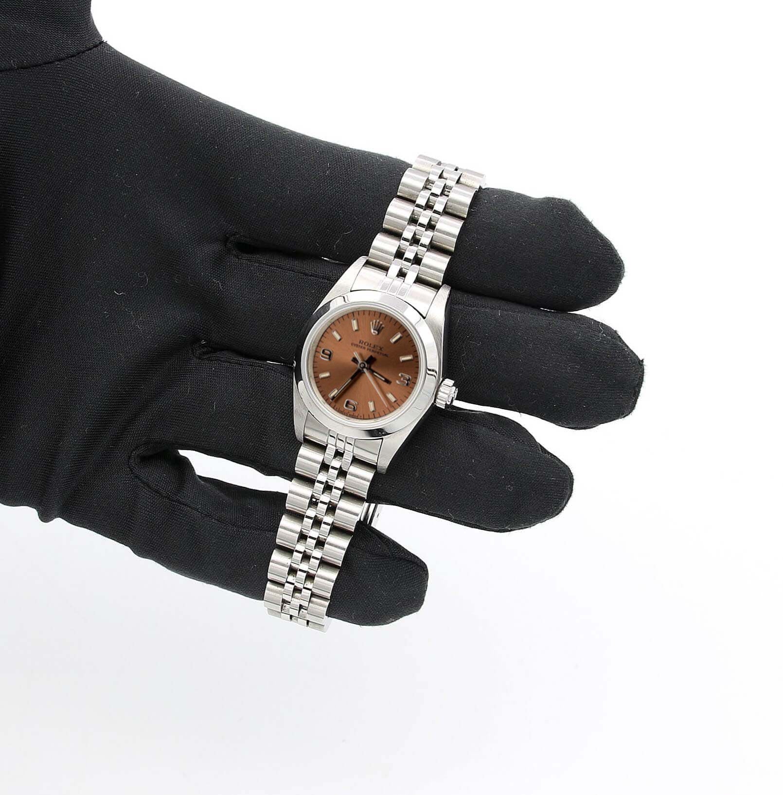 Rolex Lady Oyster Perpetual 67180 Salmon 3-6-9 dial Jubilee bracelet - Full Set - Image 3