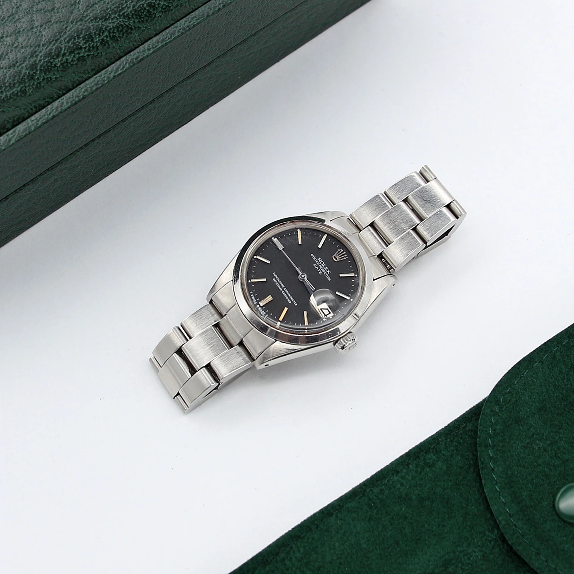 Rolex Oyster Perpetual Date ref. 1500 - Black dial (V I) - Steel bracelet - Image 2