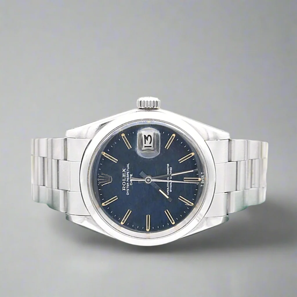 Rolex Oyster Perpetual Date ref. 1500 - Blue Mosaic dial - Steel bracelet - Image 2