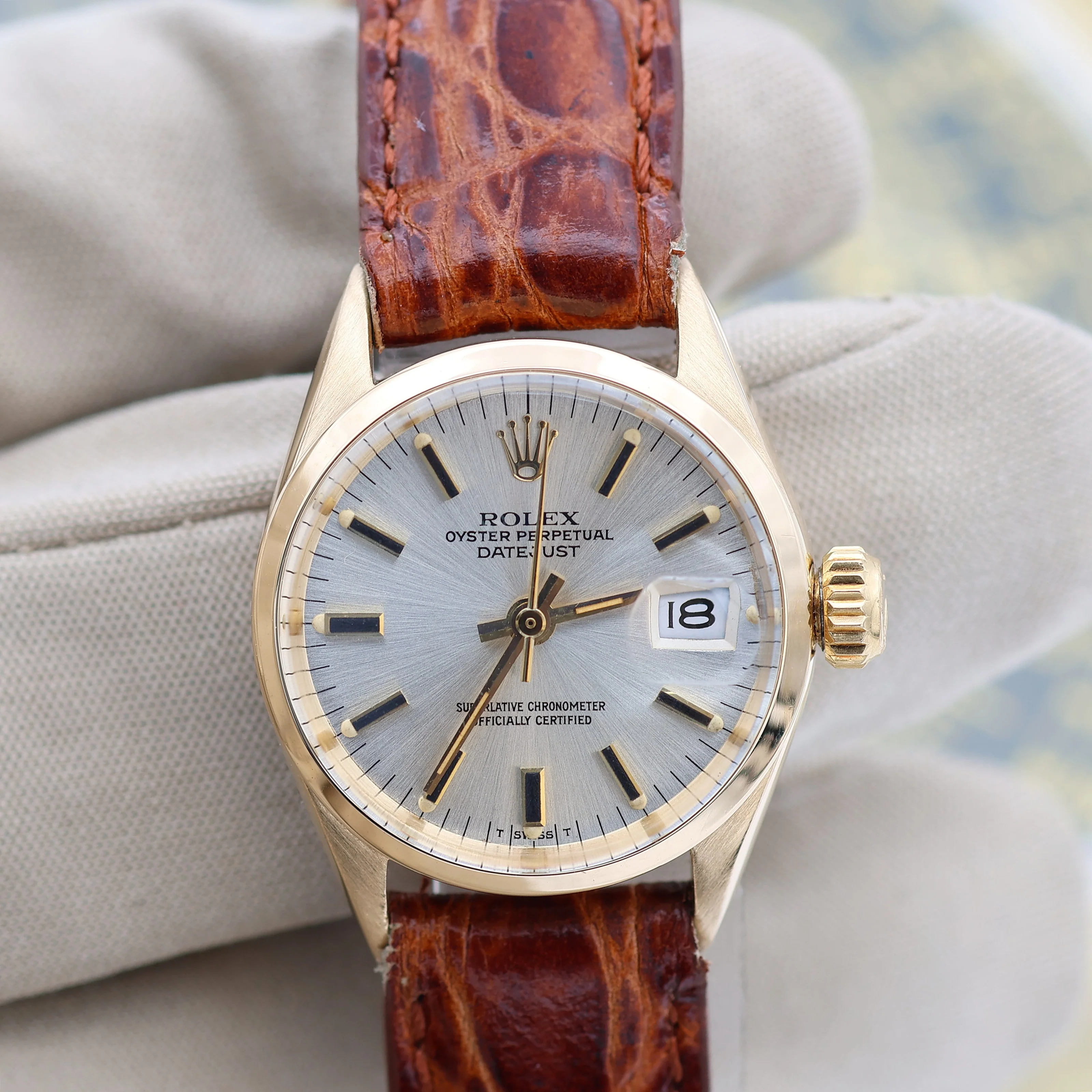 Rolex Oyster Perpetual Lady Datejust ref. 6516 Silver Dial - Leather Srap - Image 3