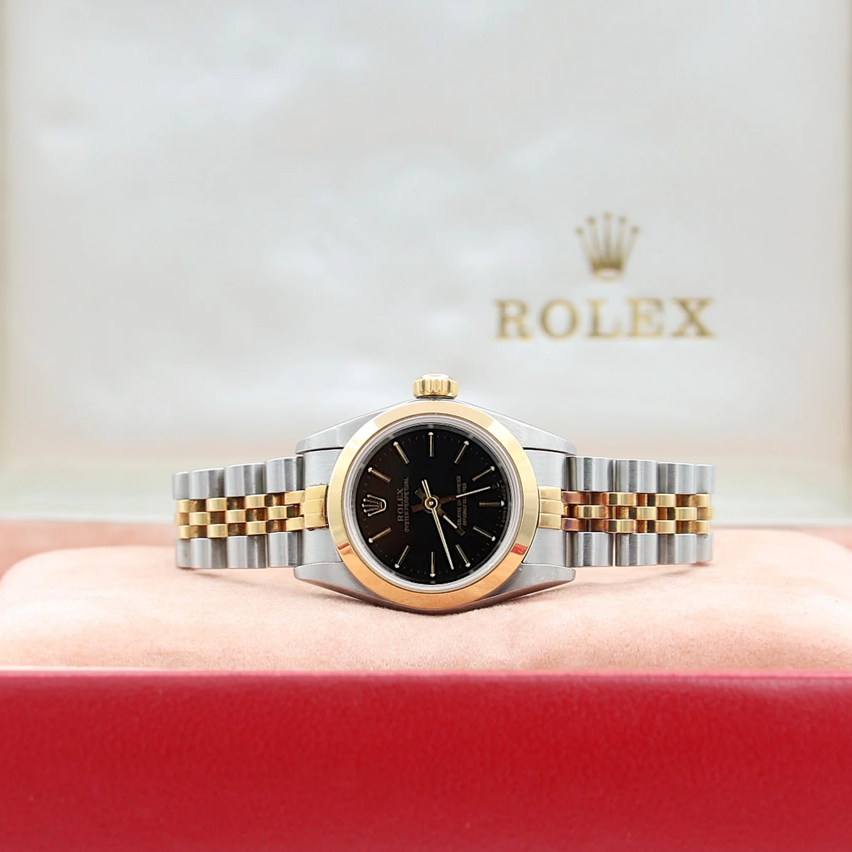 Rolex Oyster Perpetual Lady ref. 67183 Steel/Gold - Black Dial - Full Set - Image 2