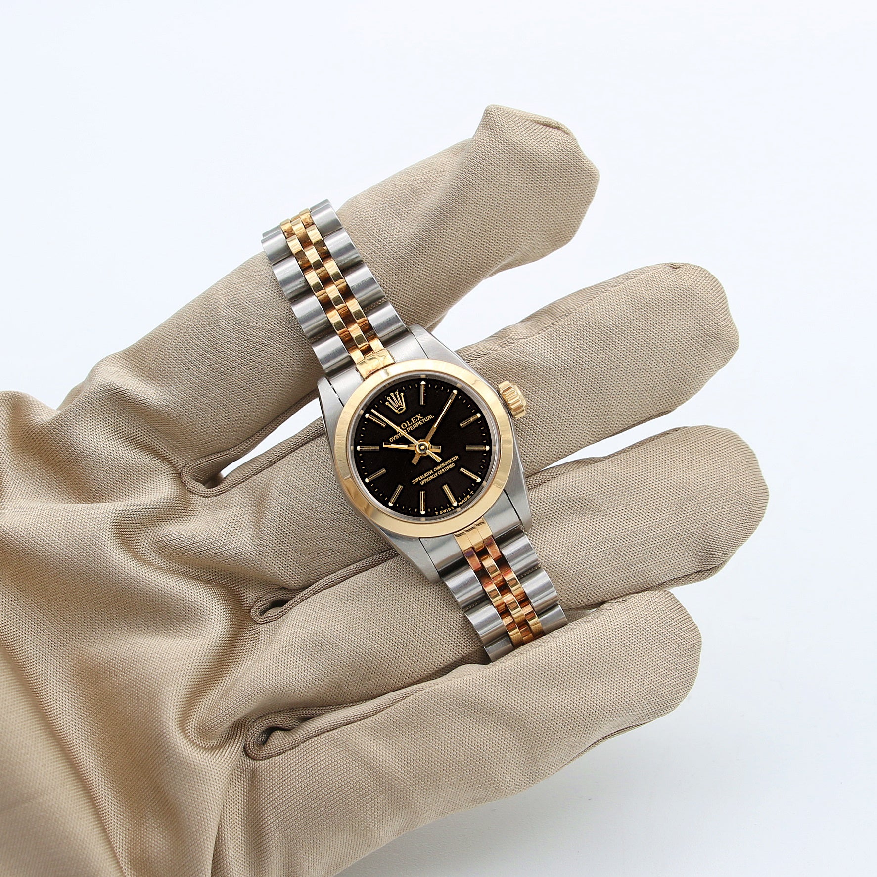 Rolex Oyster Perpetual Lady ref. 67183 Steel/Gold - Black Dial - Full Set - Image 4