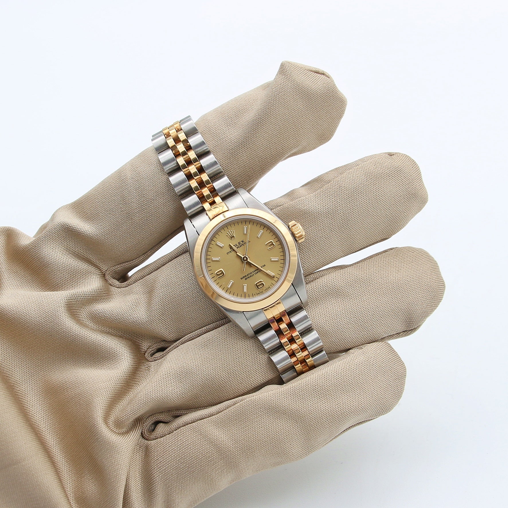 Rolex Oyster Perpetual Lady ref. 67183 Steel/Gold - Champagne 3-6-9 Dial - Jubilee bracelet - Image 5