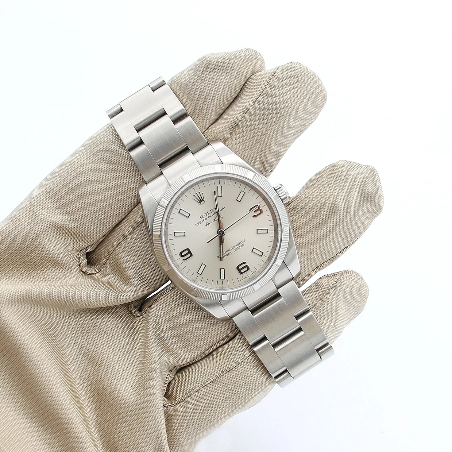 Rolex Air-King ref. 114210 Dial Silver 3-6-9 - Full Set - Image 4