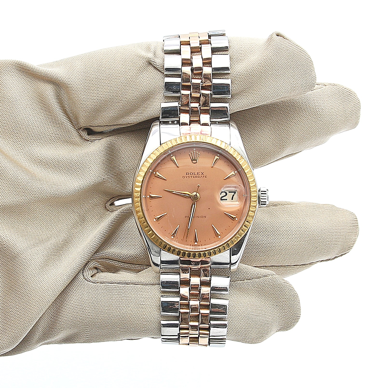 Rolex Oyster Perpetual ref. 6694 - Steel/Gold - Salmon Dial - Image 4