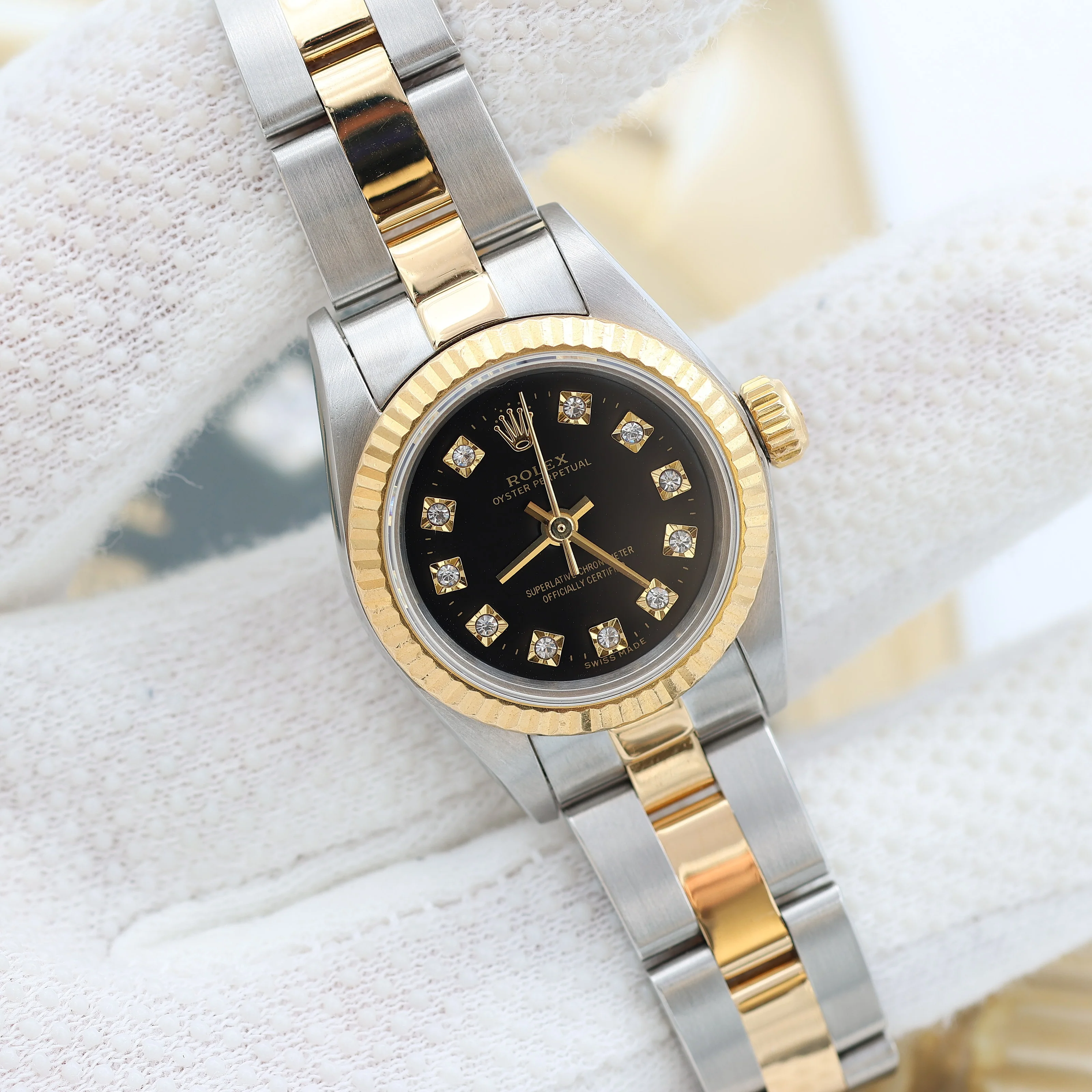 Rolex Oyster Perpetual ref. 67193 Black Diamonds dial Oyster bracelet - Image 3
