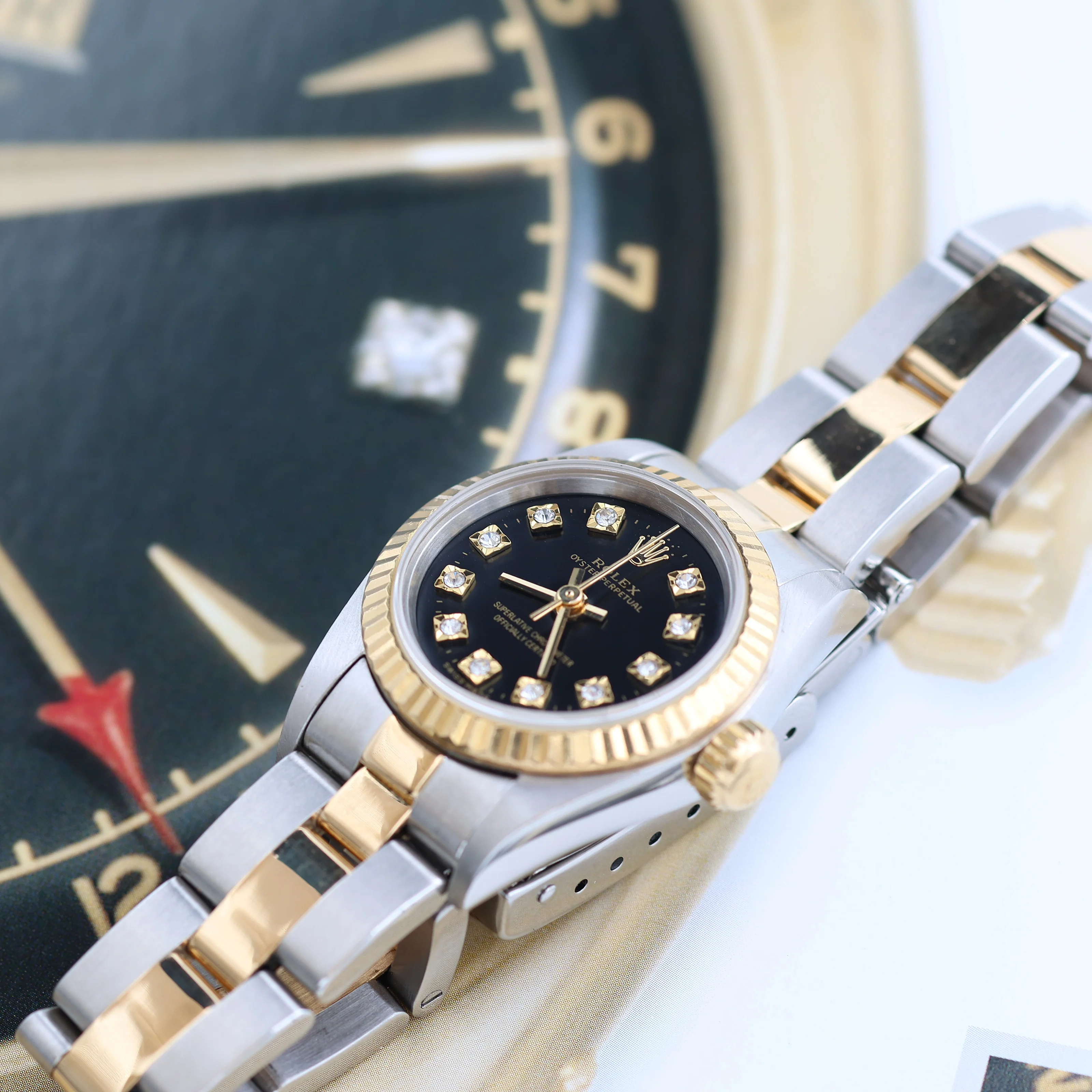 Rolex Oyster Perpetual ref. 67193 Black Diamonds dial Oyster bracelet - Image 4