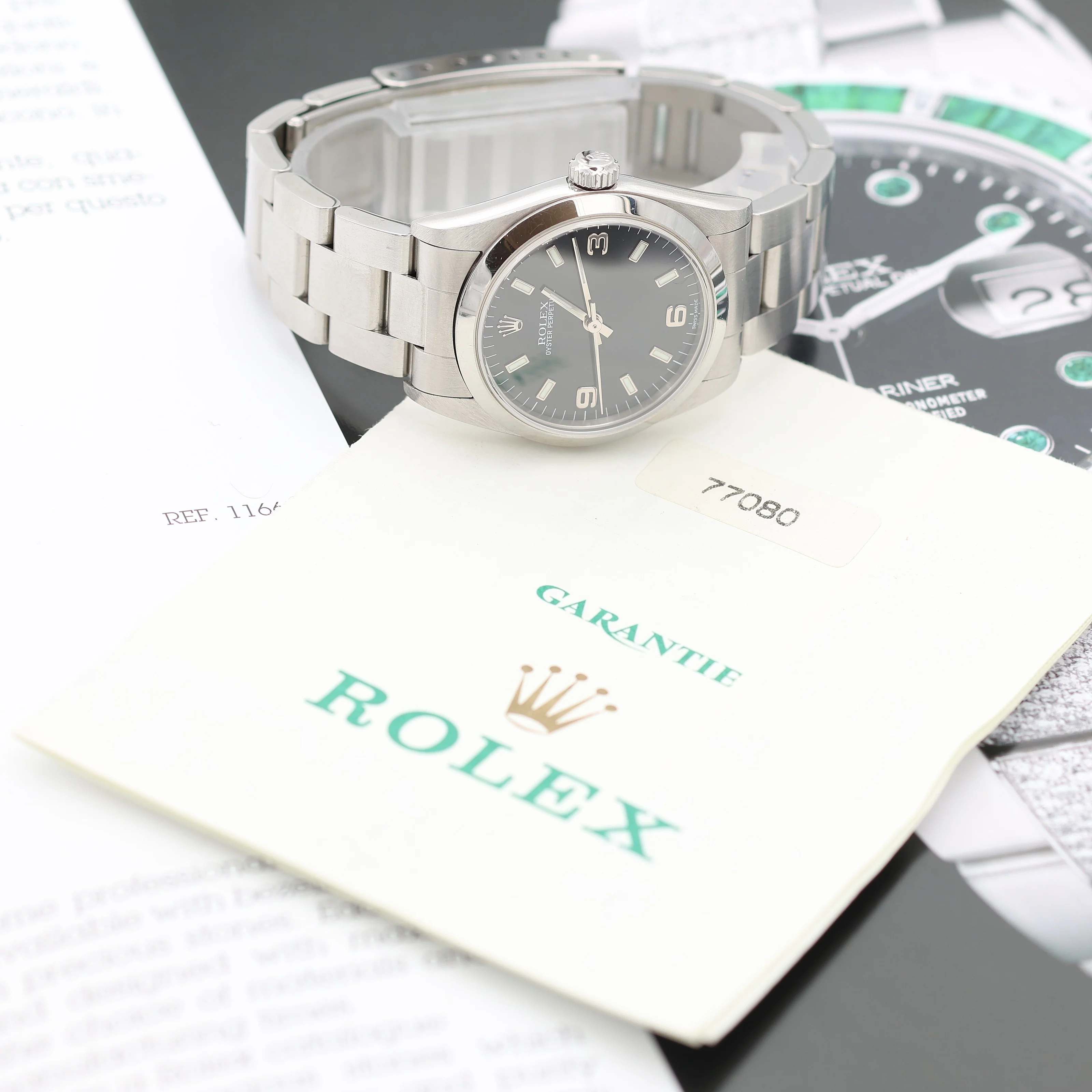 Rolex Oyster Perpetual Ref. 77080 - Black 3-6-9 dial - Full Set - Image 8