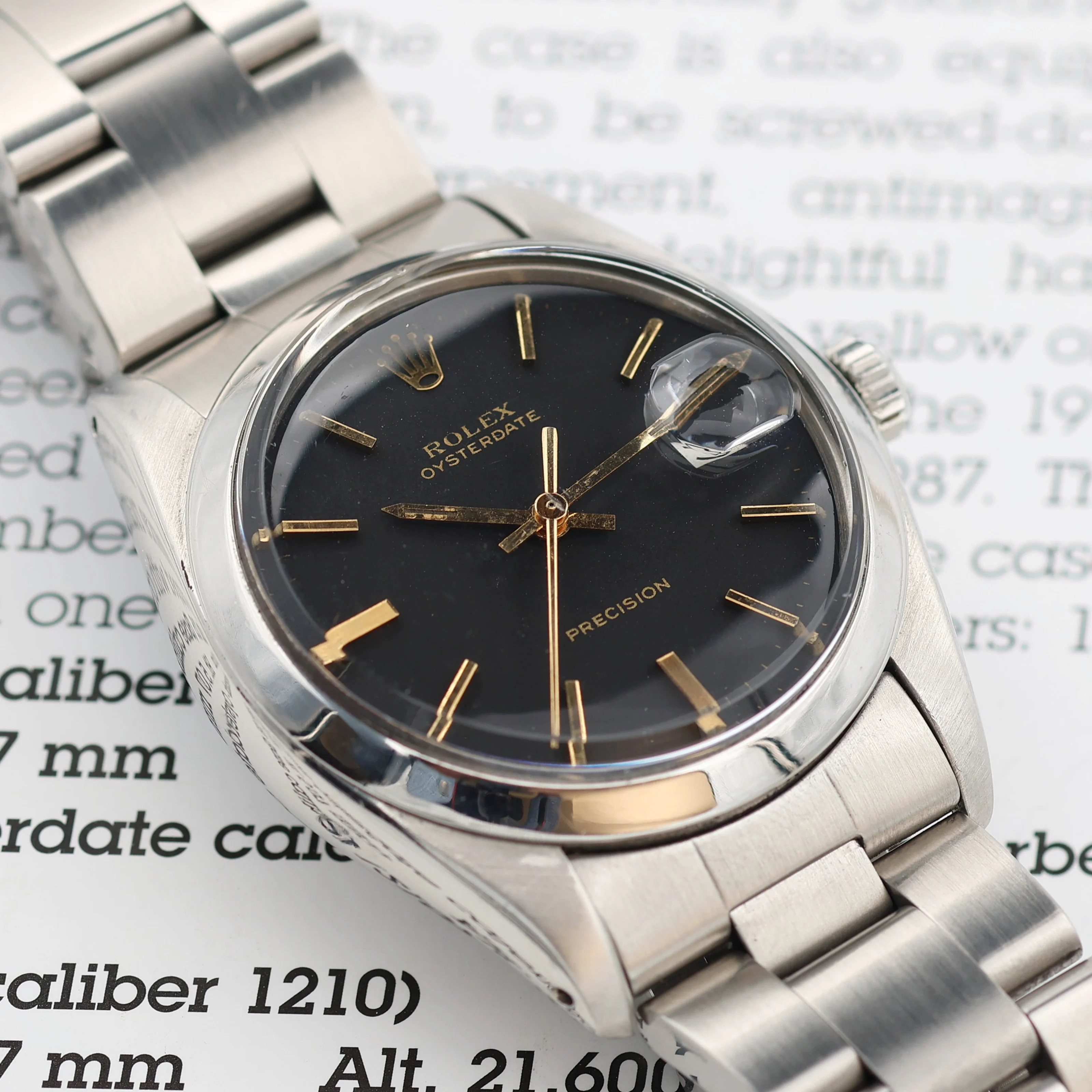 Rolex Precision Date ref. 6694 Black Dial (Golden Indexes) - Oyster Bracelet
