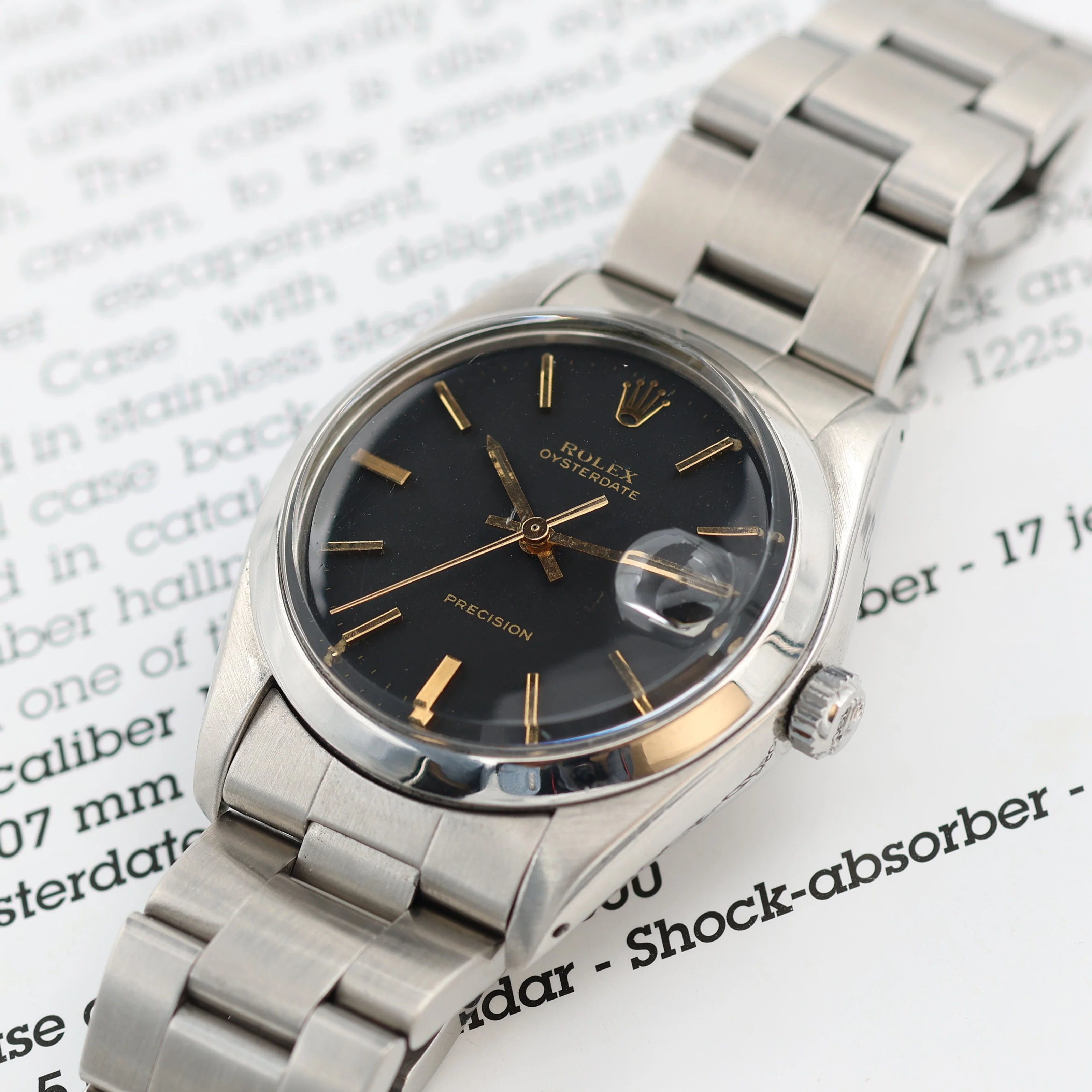 Rolex Precision Date ref. 6694 Black Dial (Golden Indexes) - Oyster Bracelet - Image 2