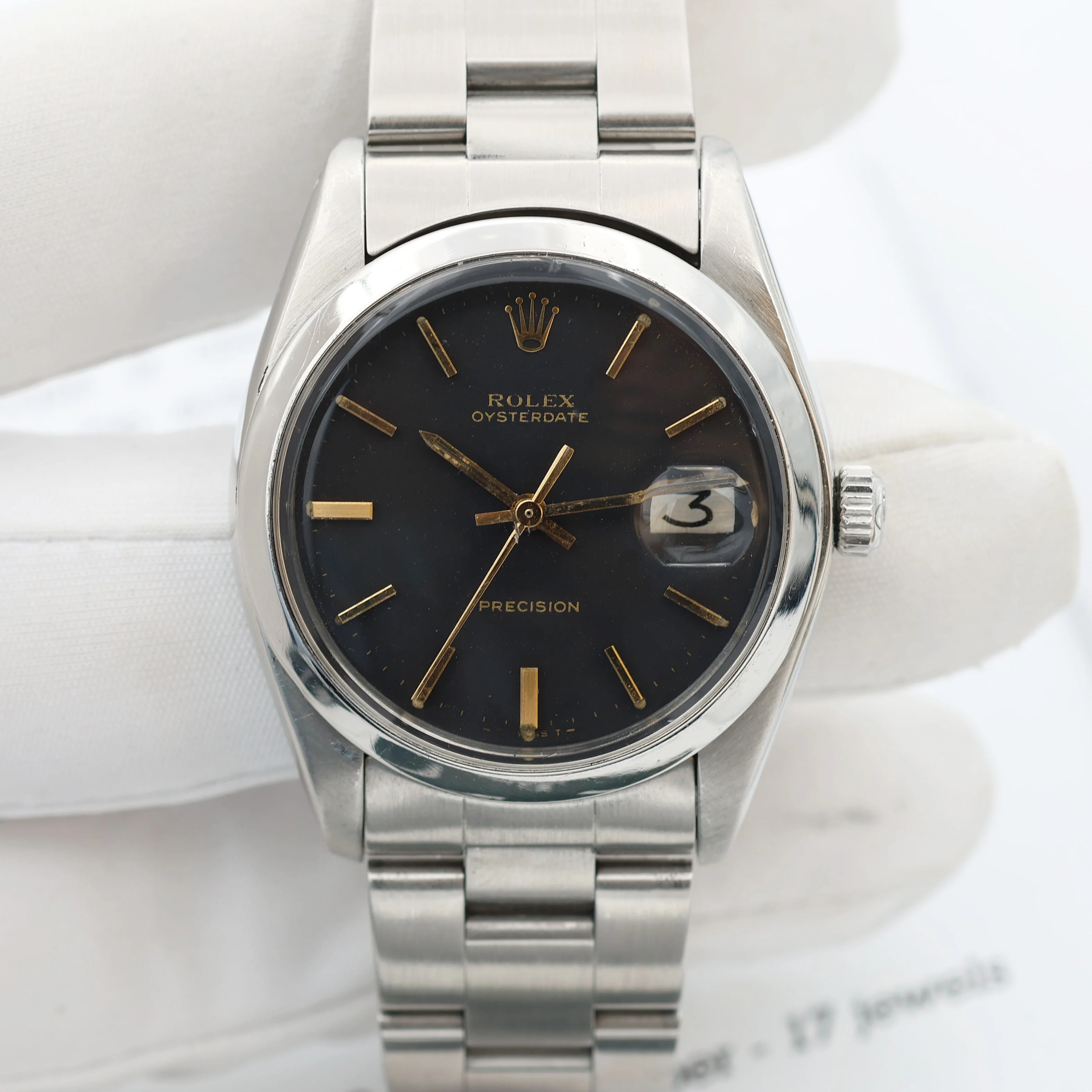 Rolex Precision Date ref. 6694 Black Dial (Golden Indexes) - Oyster Bracelet - Image 3