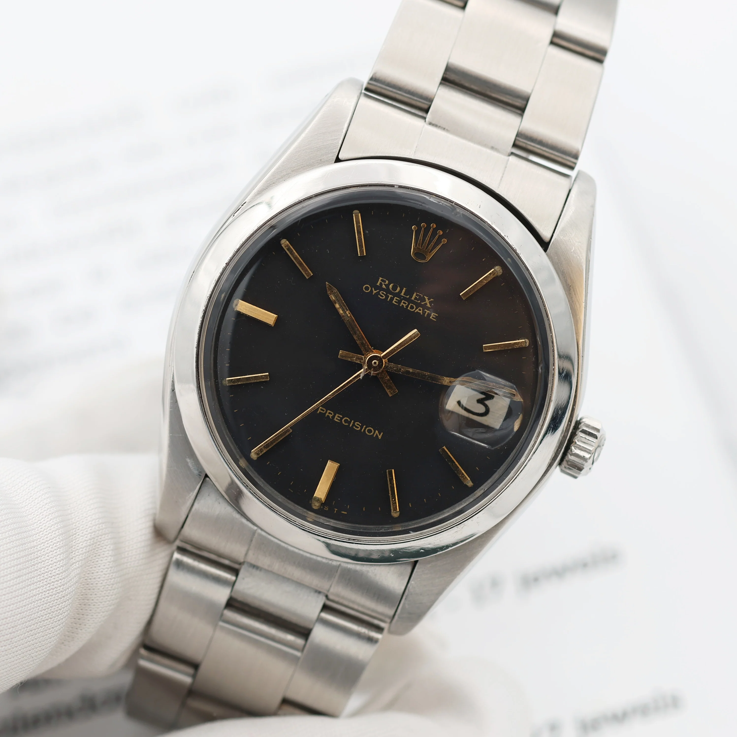 Rolex Precision Date ref. 6694 Black Dial (Golden Indexes) - Oyster Bracelet - Image 4