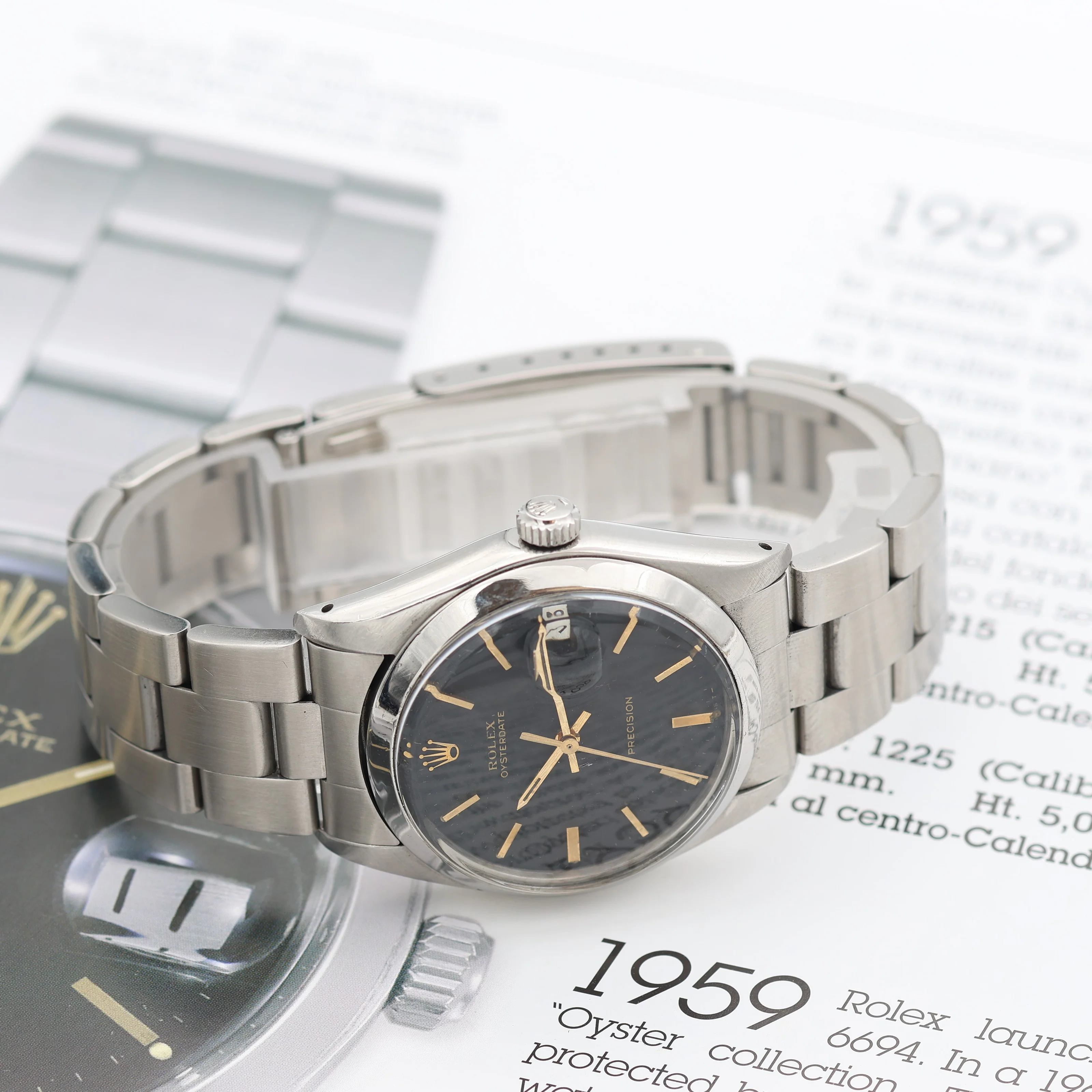 Rolex Precision Date ref. 6694 Black Dial (Golden Indexes) - Oyster Bracelet - Image 8