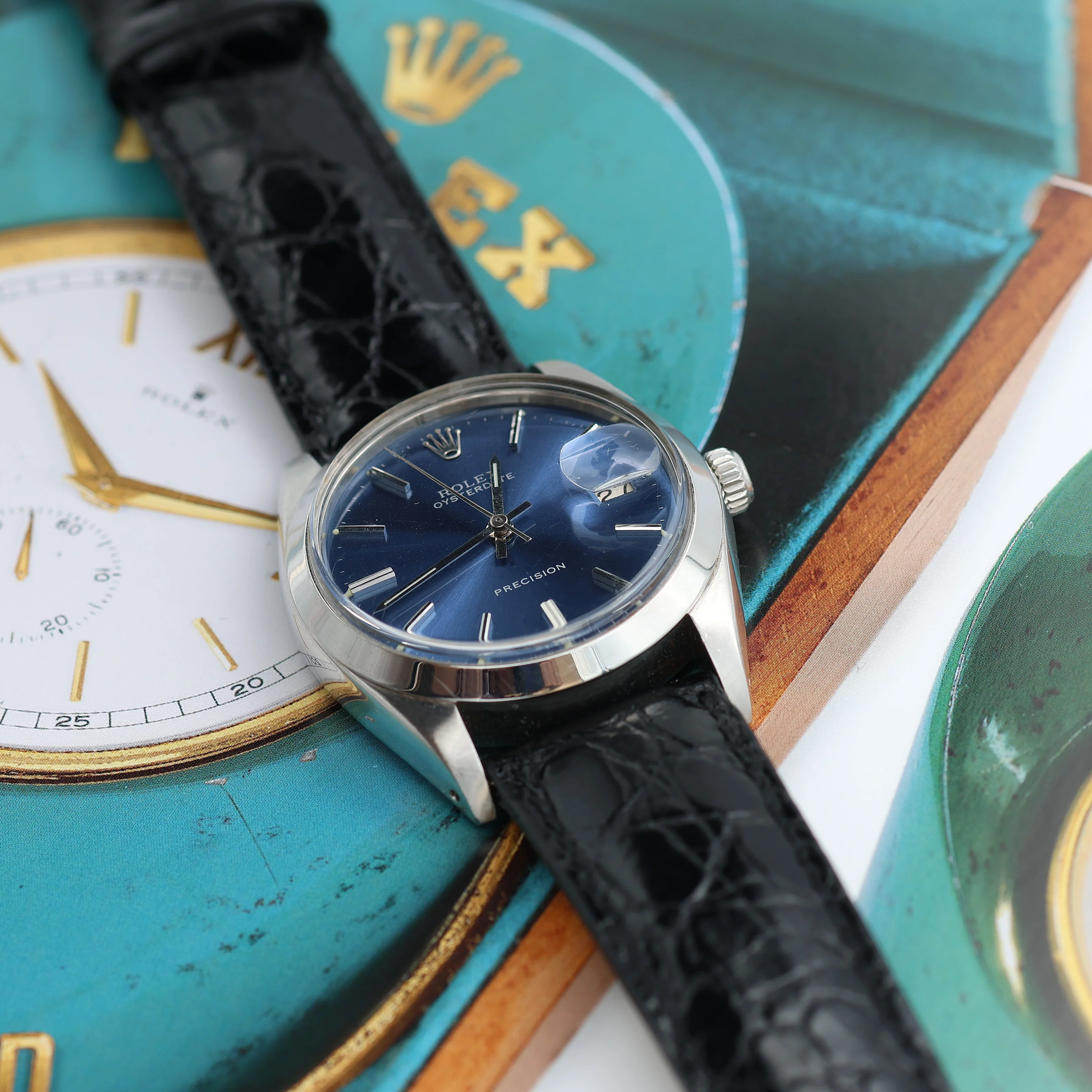 Rolex Precision Date ref. 6694 Blue Dial - Leather Strap - Image 2