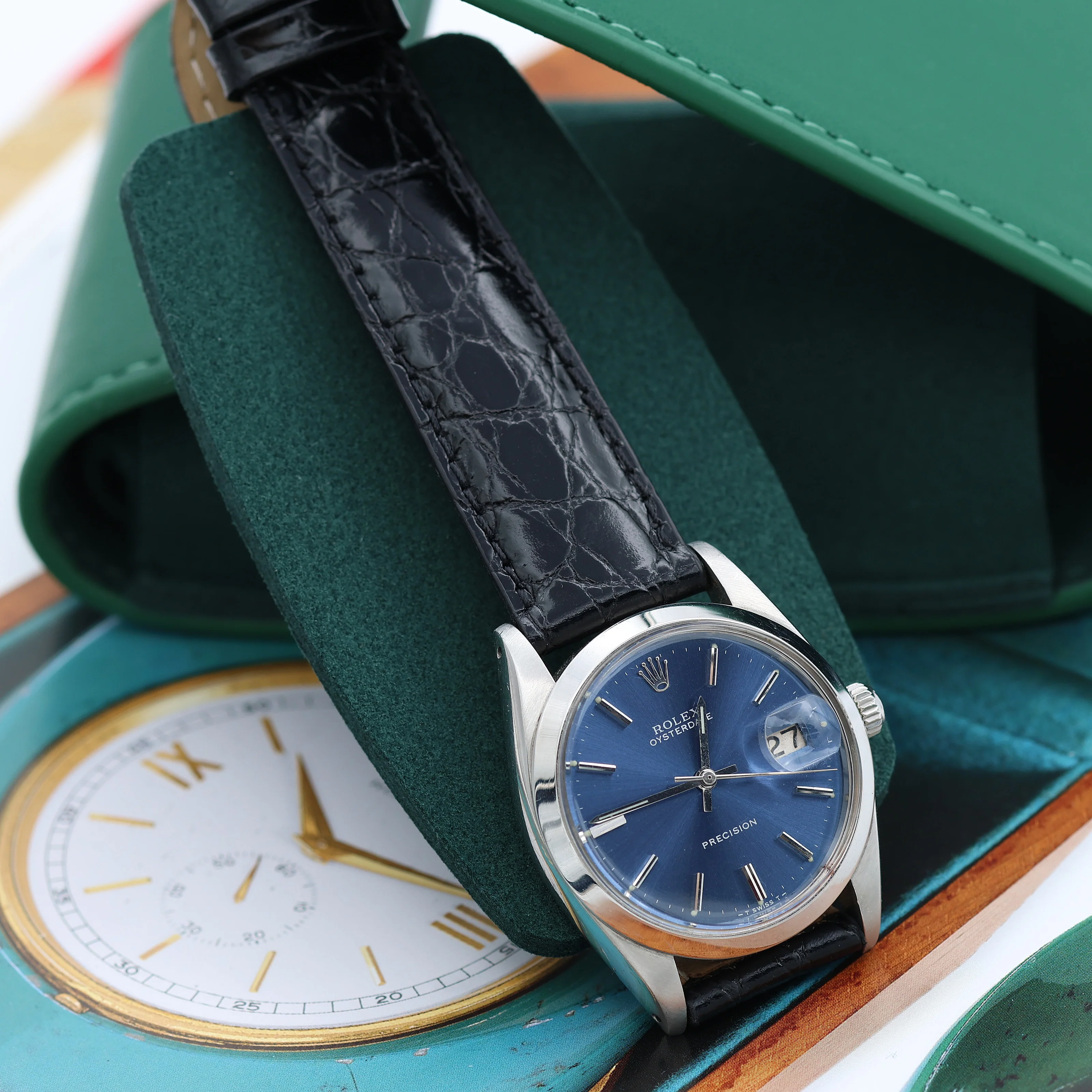 Rolex Precision Date ref. 6694 Blue Dial - Leather Strap - Image 3