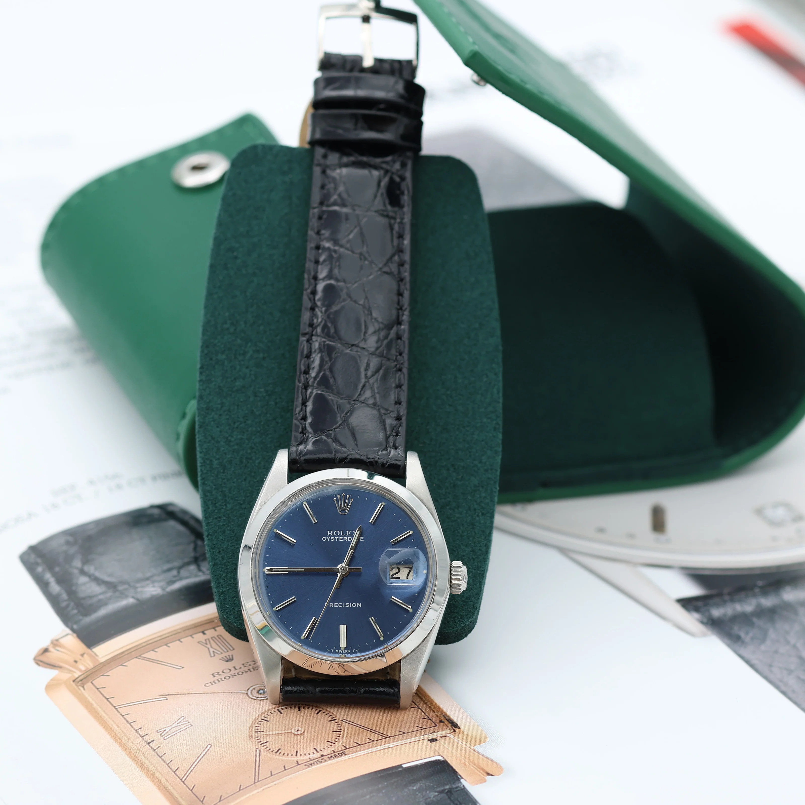 Rolex Precision Date ref. 6694 Blue Dial - Leather Strap - Image 4