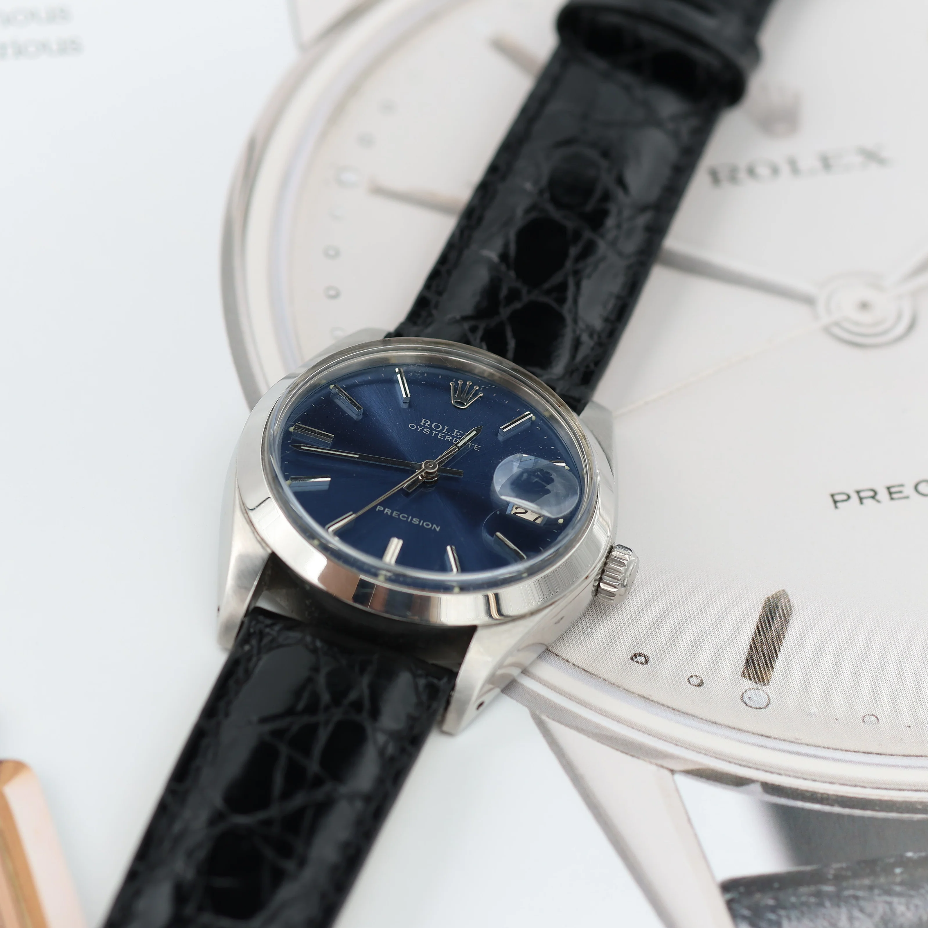 Rolex Precision Date ref. 6694 Blue Dial - Leather Strap - Image 6