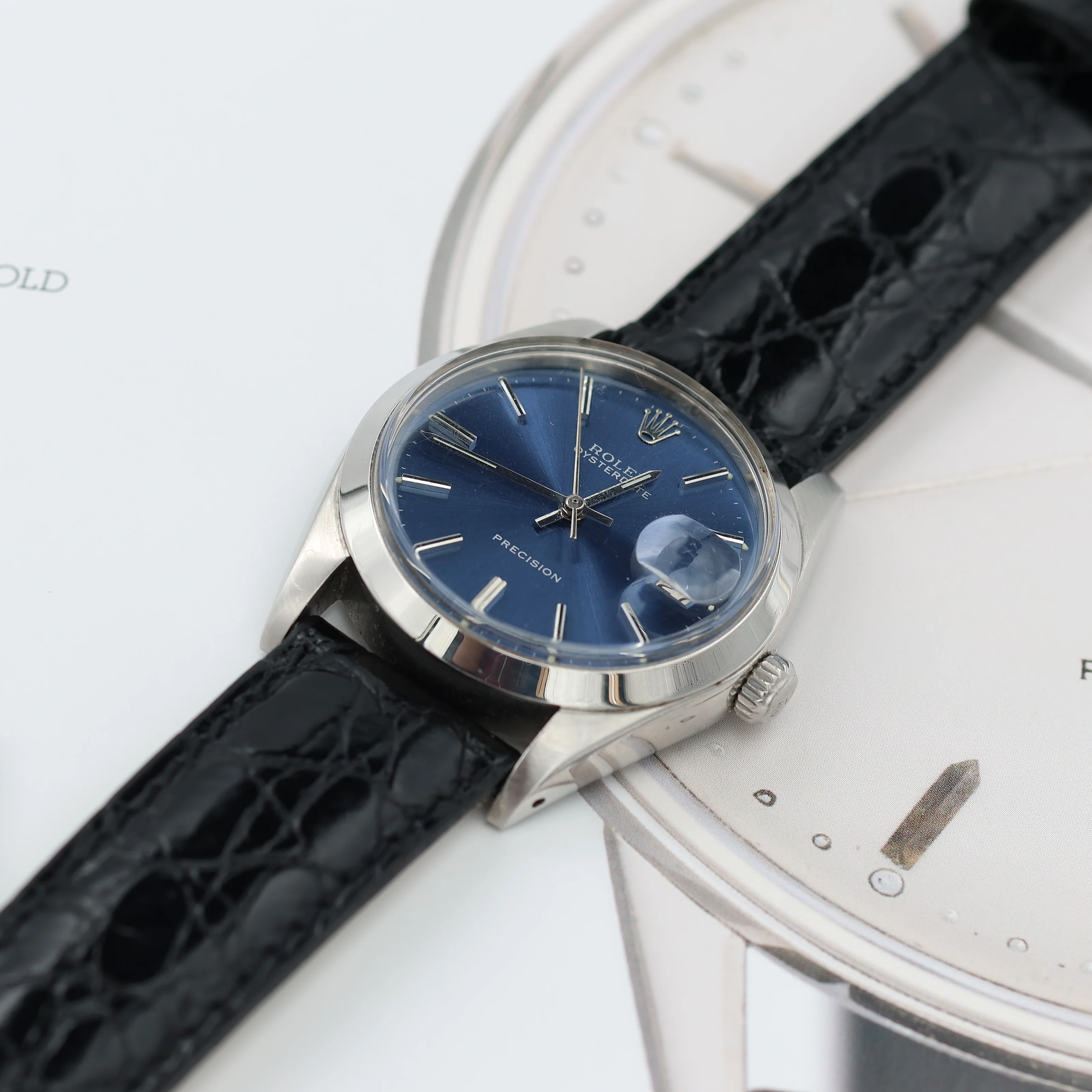 Rolex Precision Date ref. 6694 Blue Dial - Leather Strap - Image 8