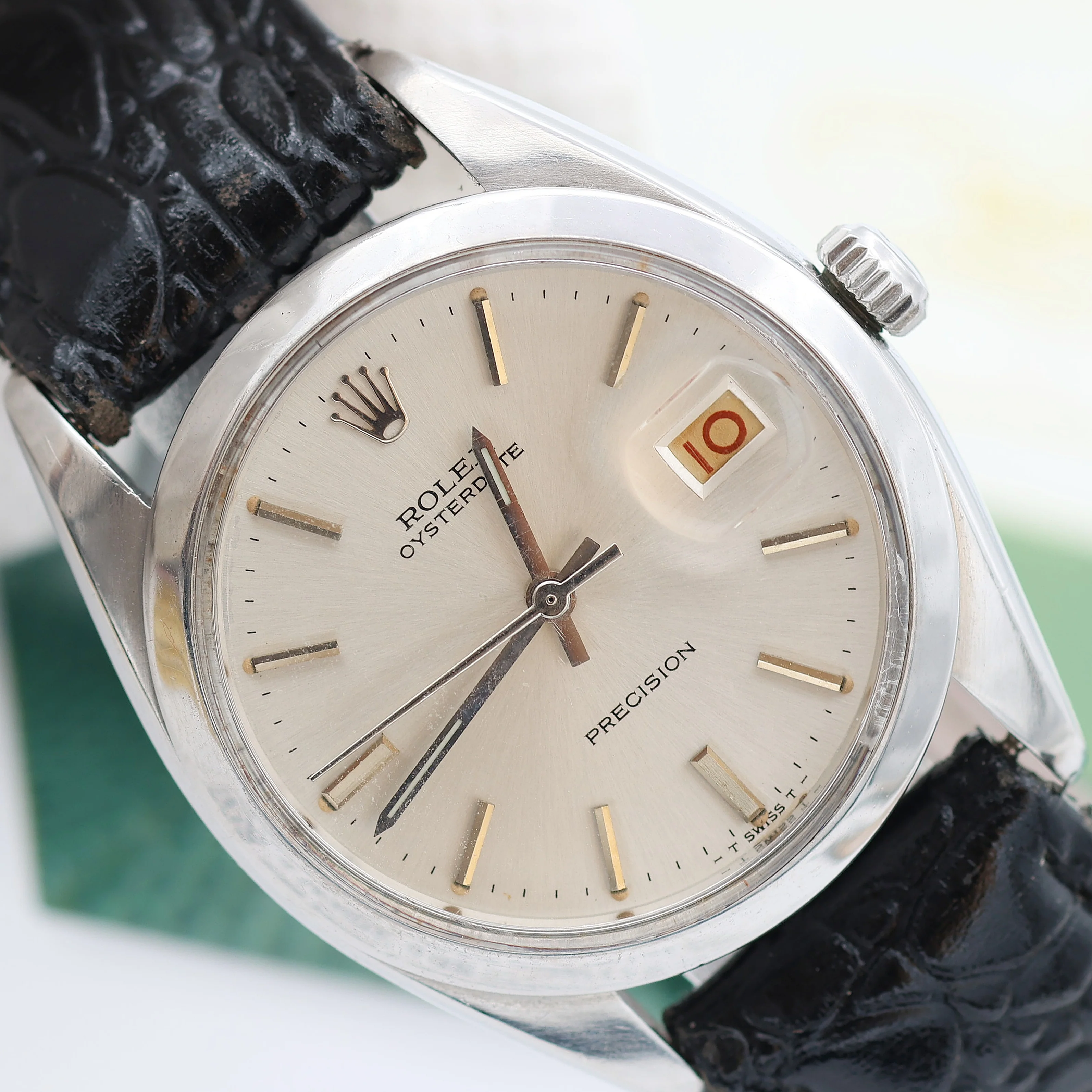 Rolex Precision ref. 6694 Silver Dial with Leather strap - Image 2