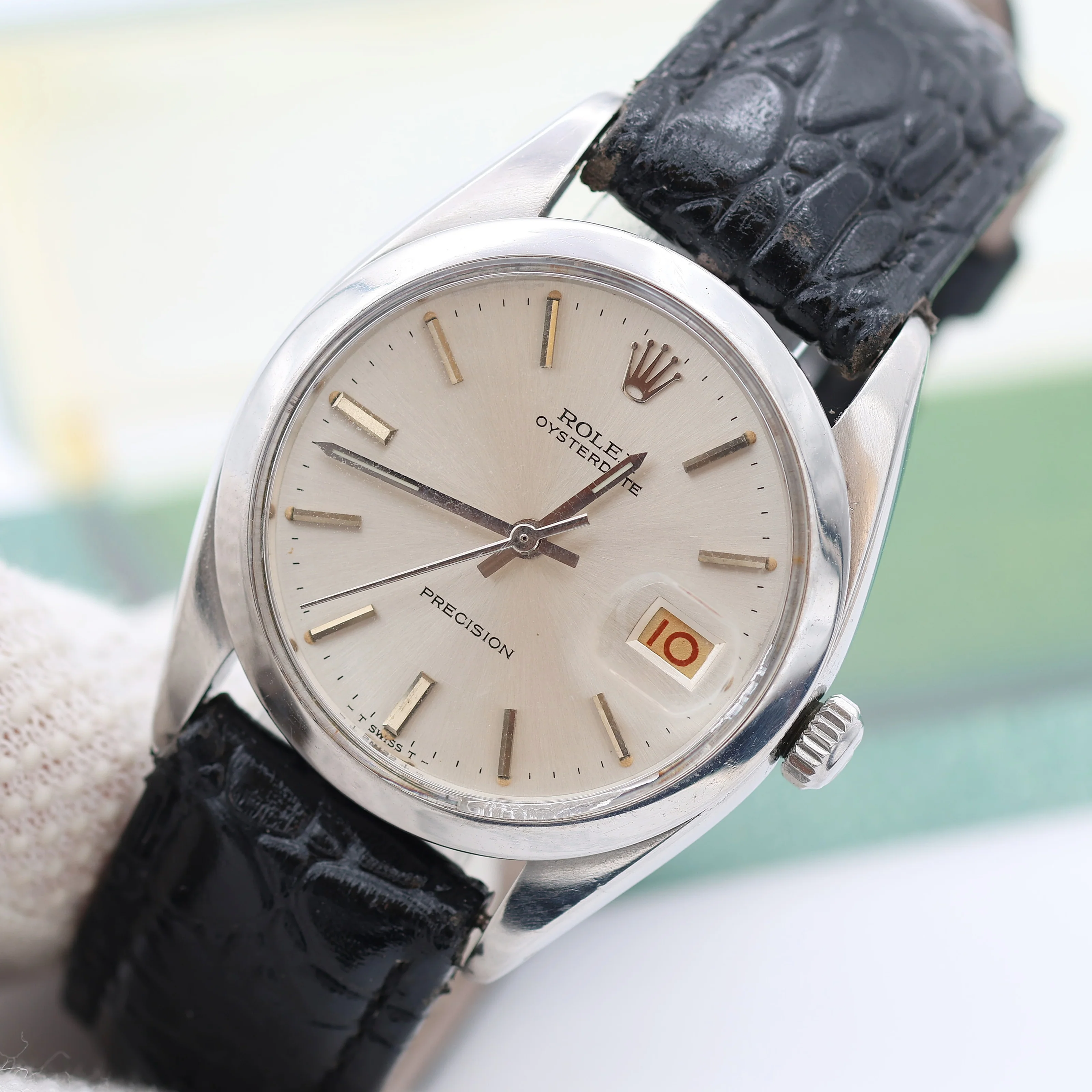 Rolex Precision ref. 6694 Silver Dial with Leather strap - Image 5
