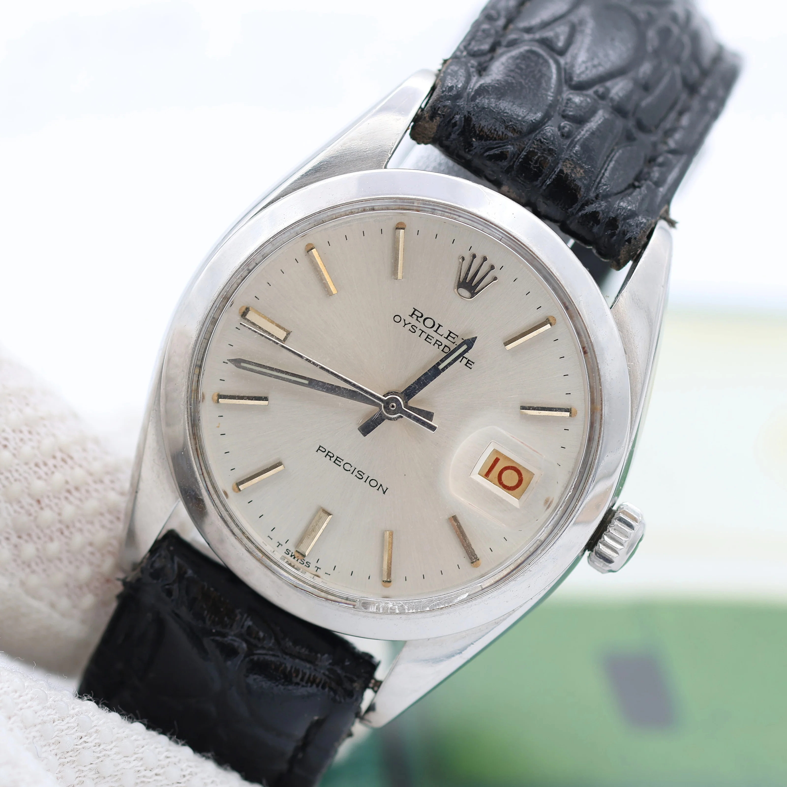 Rolex Precision ref. 6694 Silver Dial with Leather strap - Image 6