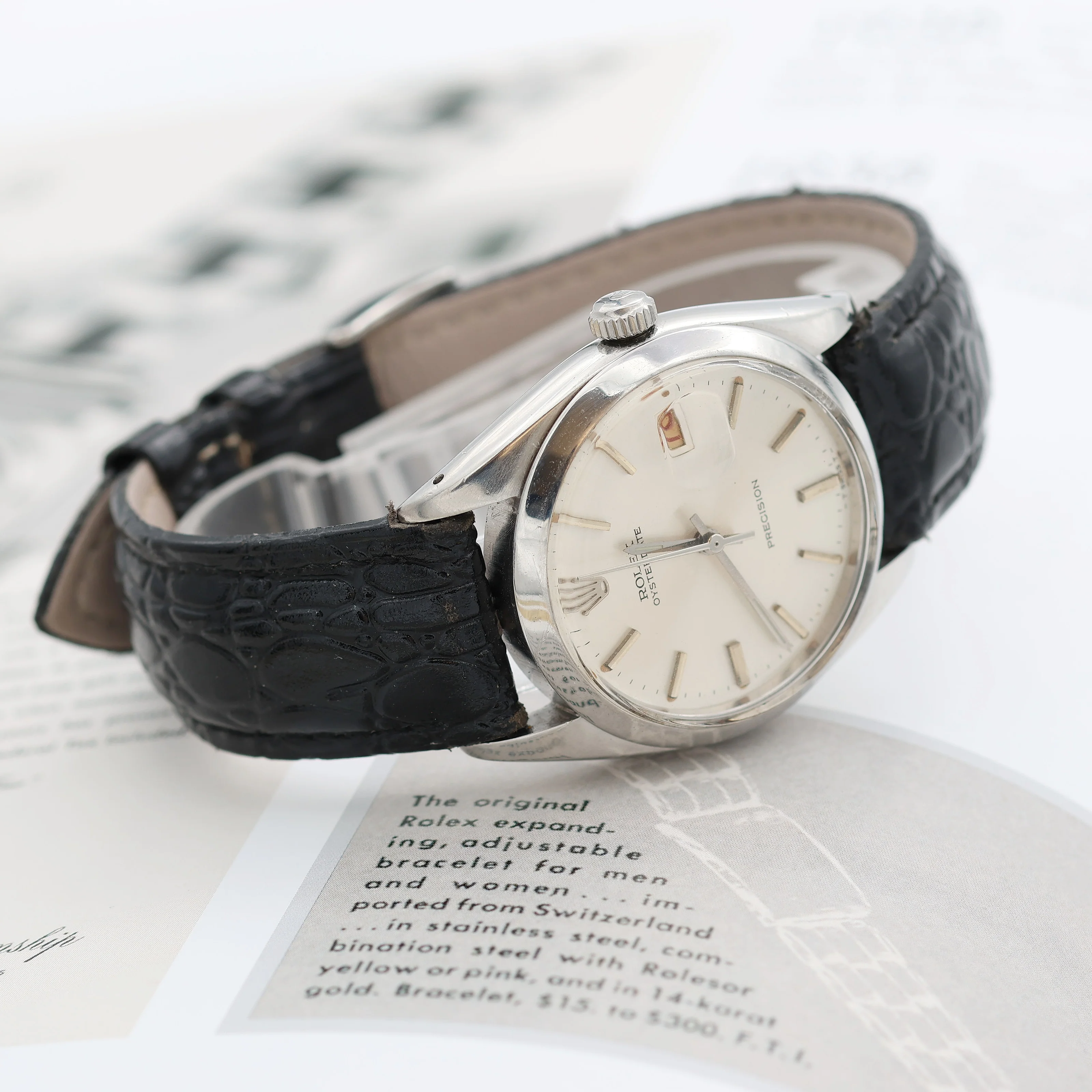 Rolex Precision ref. 6694 Silver Dial with Leather strap - Image 7