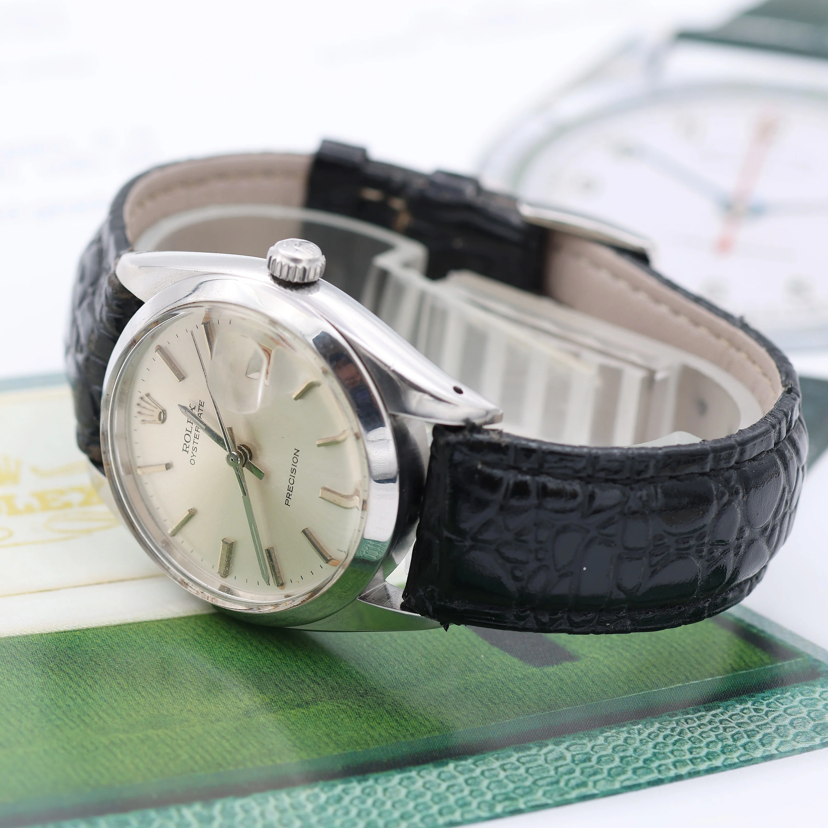 Rolex Precision ref. 6694 Silver Dial with Leather strap - Image 9