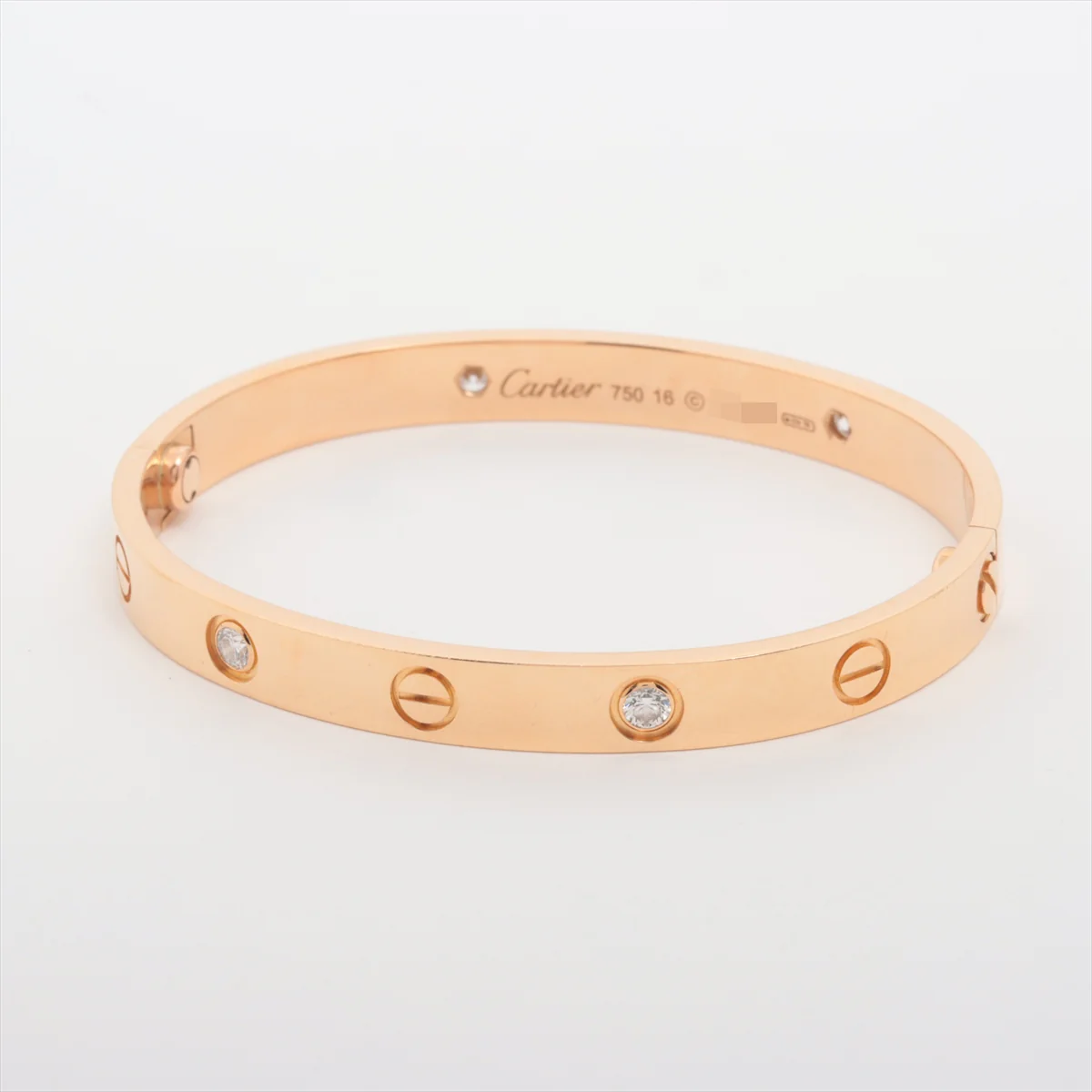 Cartier Love Half Diamonds Bracelet - WZ310602 - 750(YG) 28.5g - Size 16 - Full Set